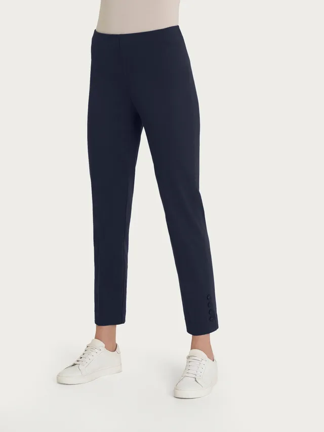 Ragno Satin Power pantalone capri con bottoni Bleu cotone