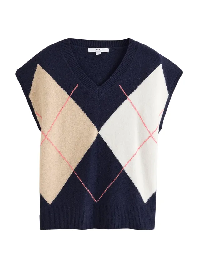 Next canotta M blu argyle in cotone comoda