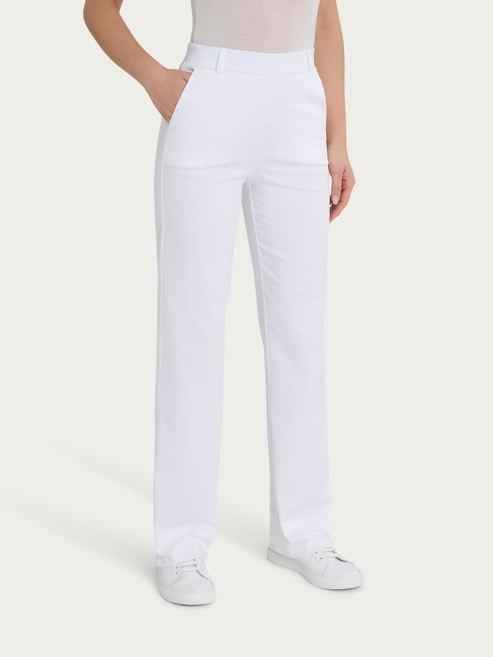Ragno Satin Power pantalone dritto donna cotone bianco
