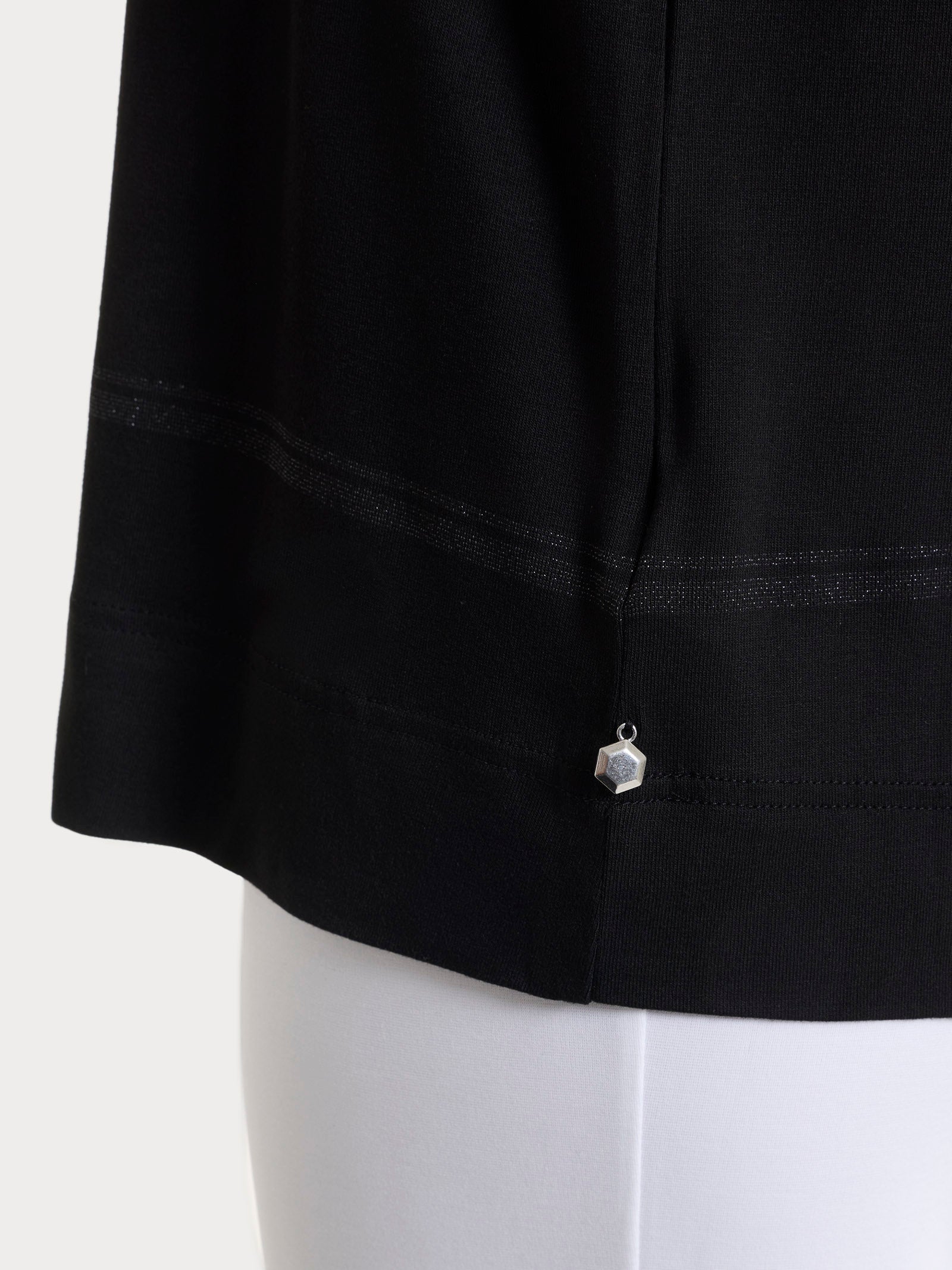 Ragno Viscosa Summer Maglietta righe Lurex Nero
