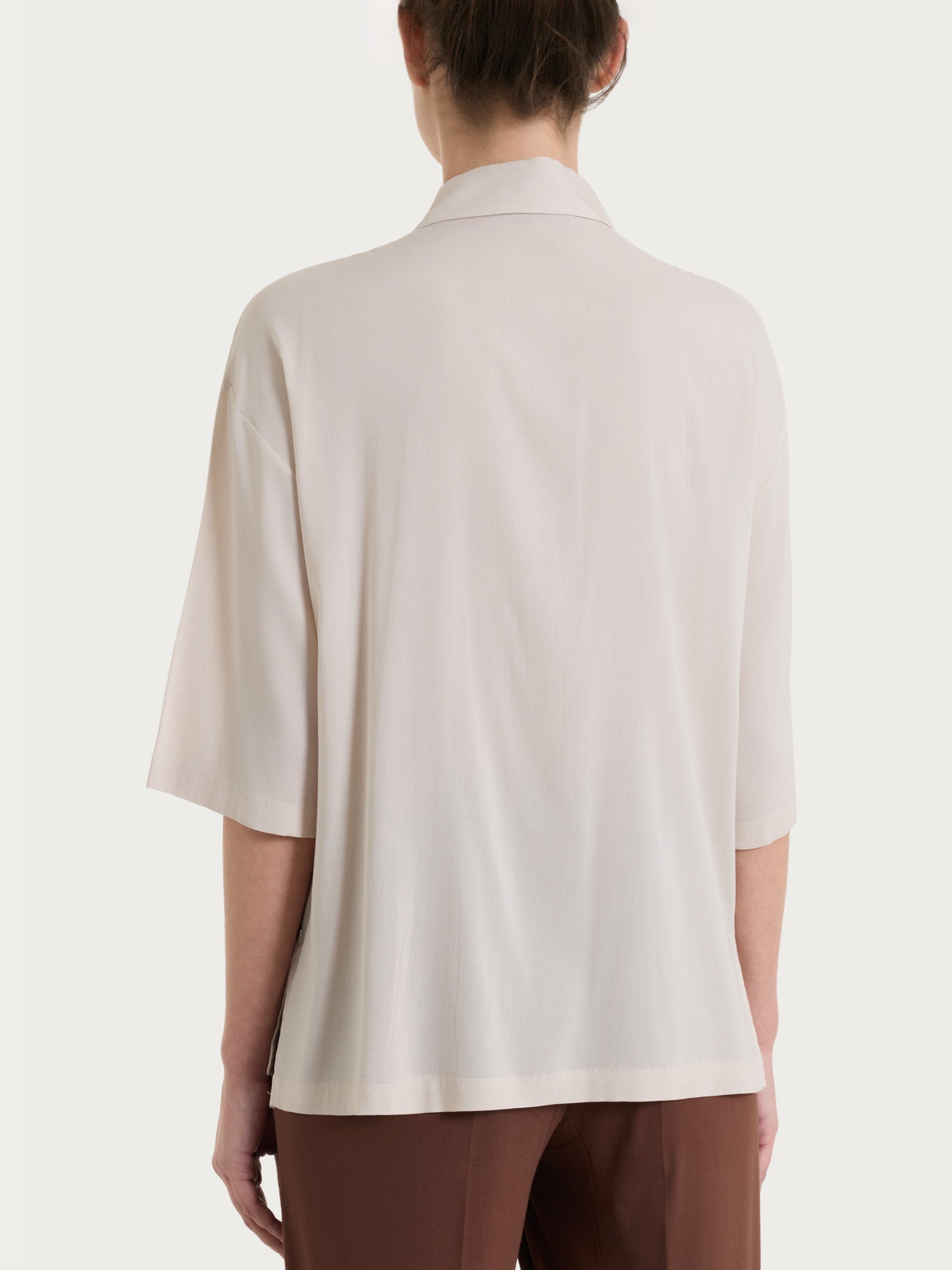 Ragno Voile Stretch Camicia Champignon manica 3/4 viscosa