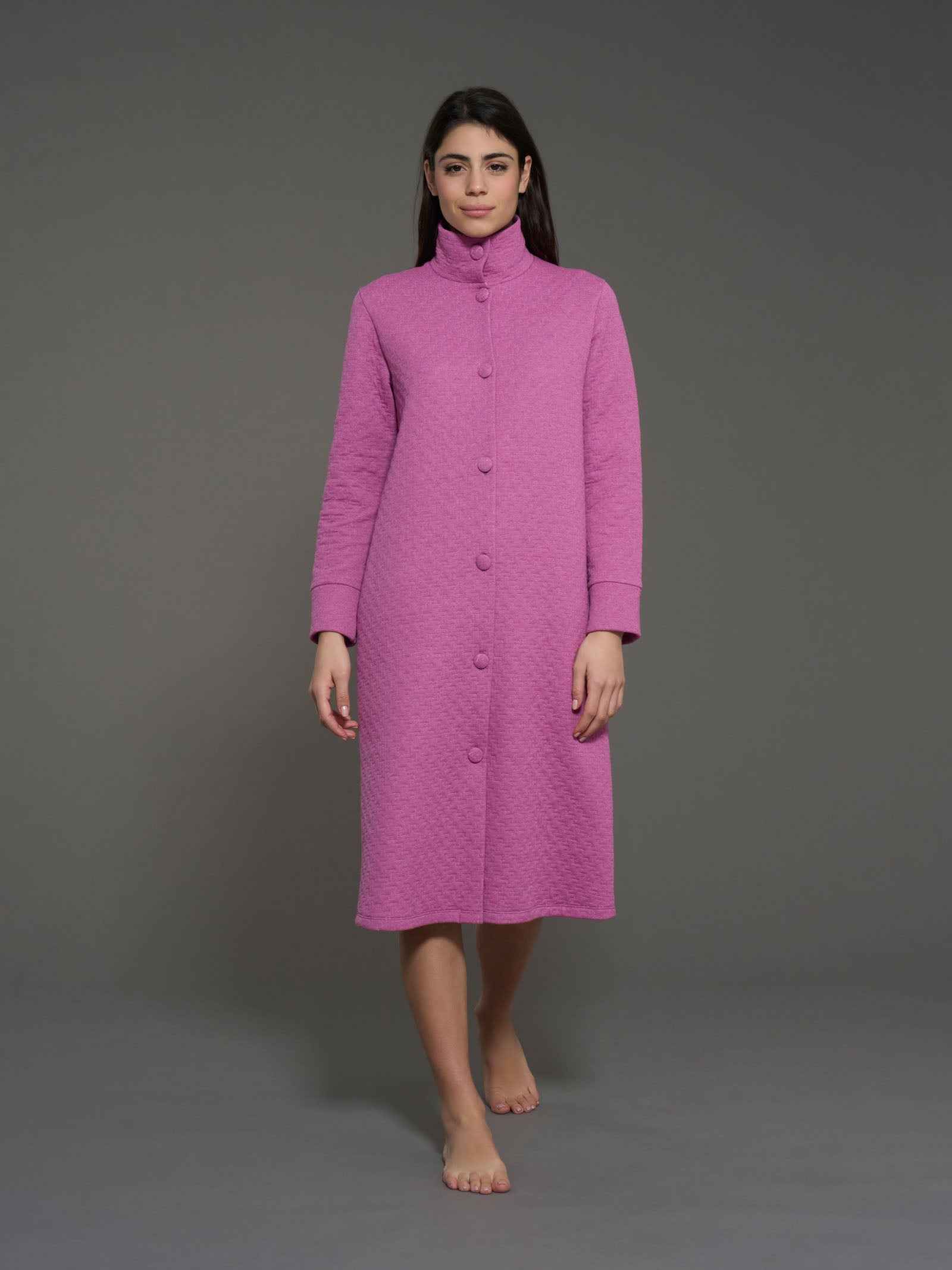 Ragno vestaglia lunga bottoni trapuntino red violet misto cotone