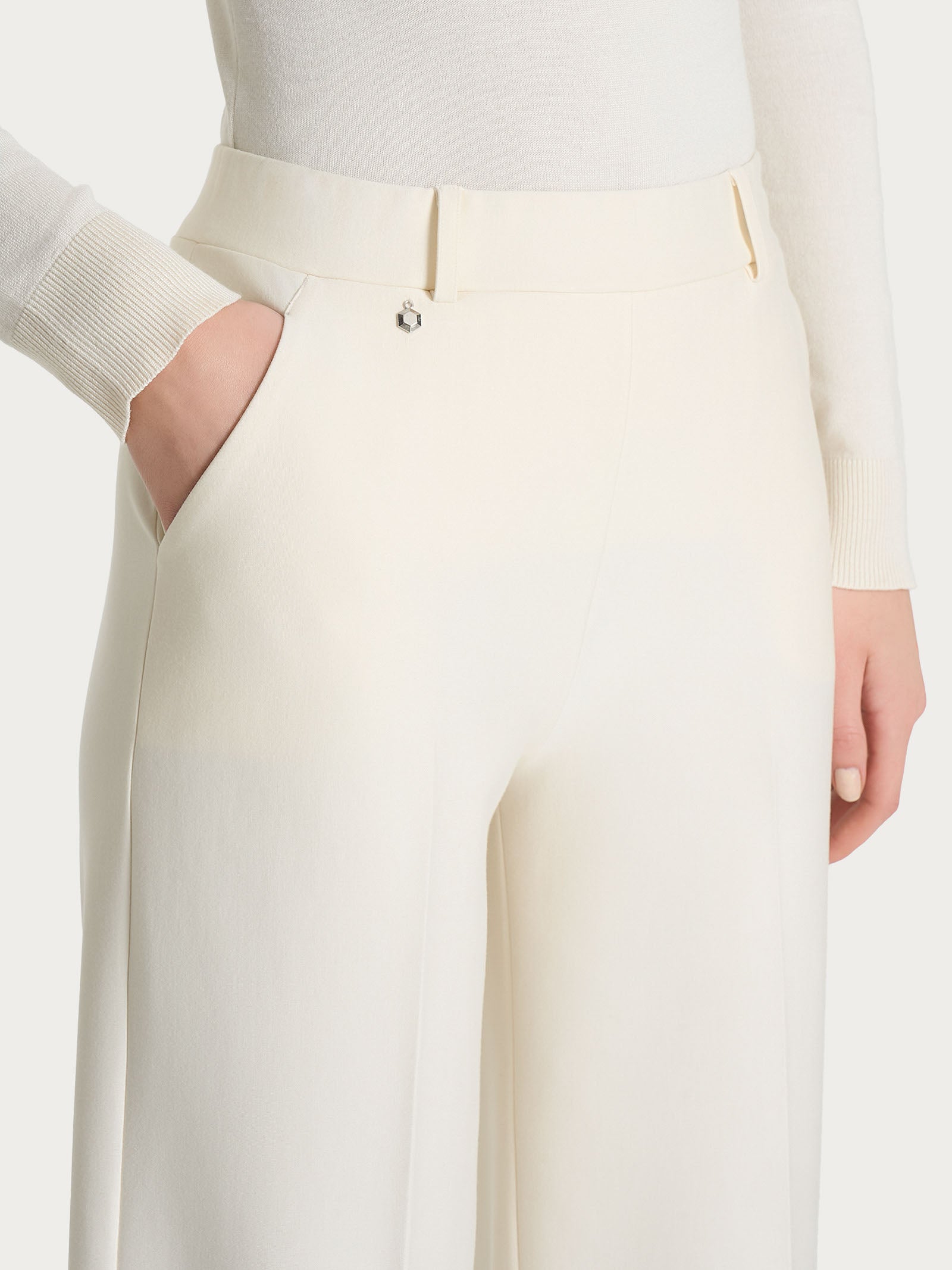 Ragno Compact Pantalone palazzo wide leg Avorio