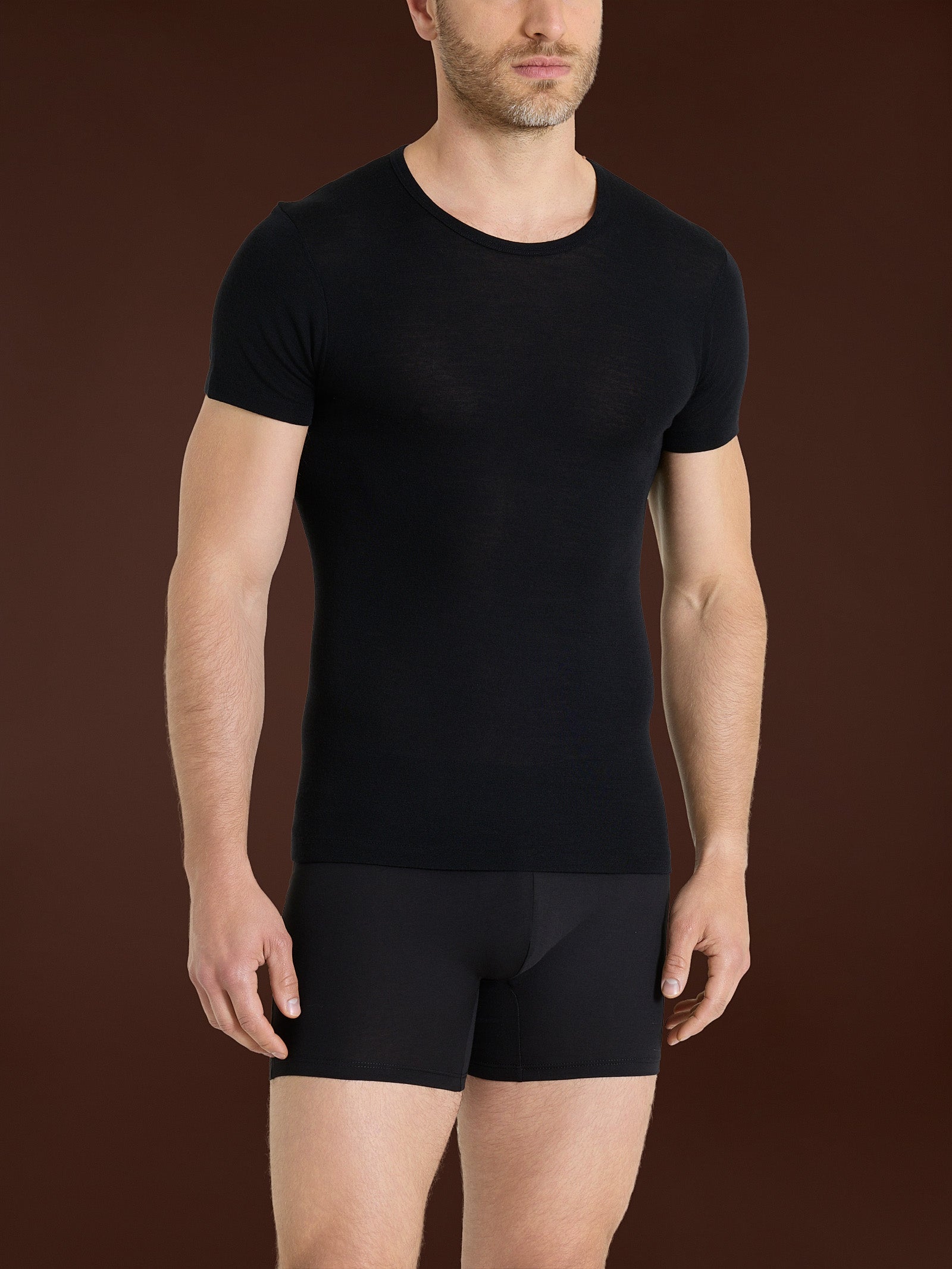 Ragno Wonderwool Maglietta Girocollo Nero Lana Uomo