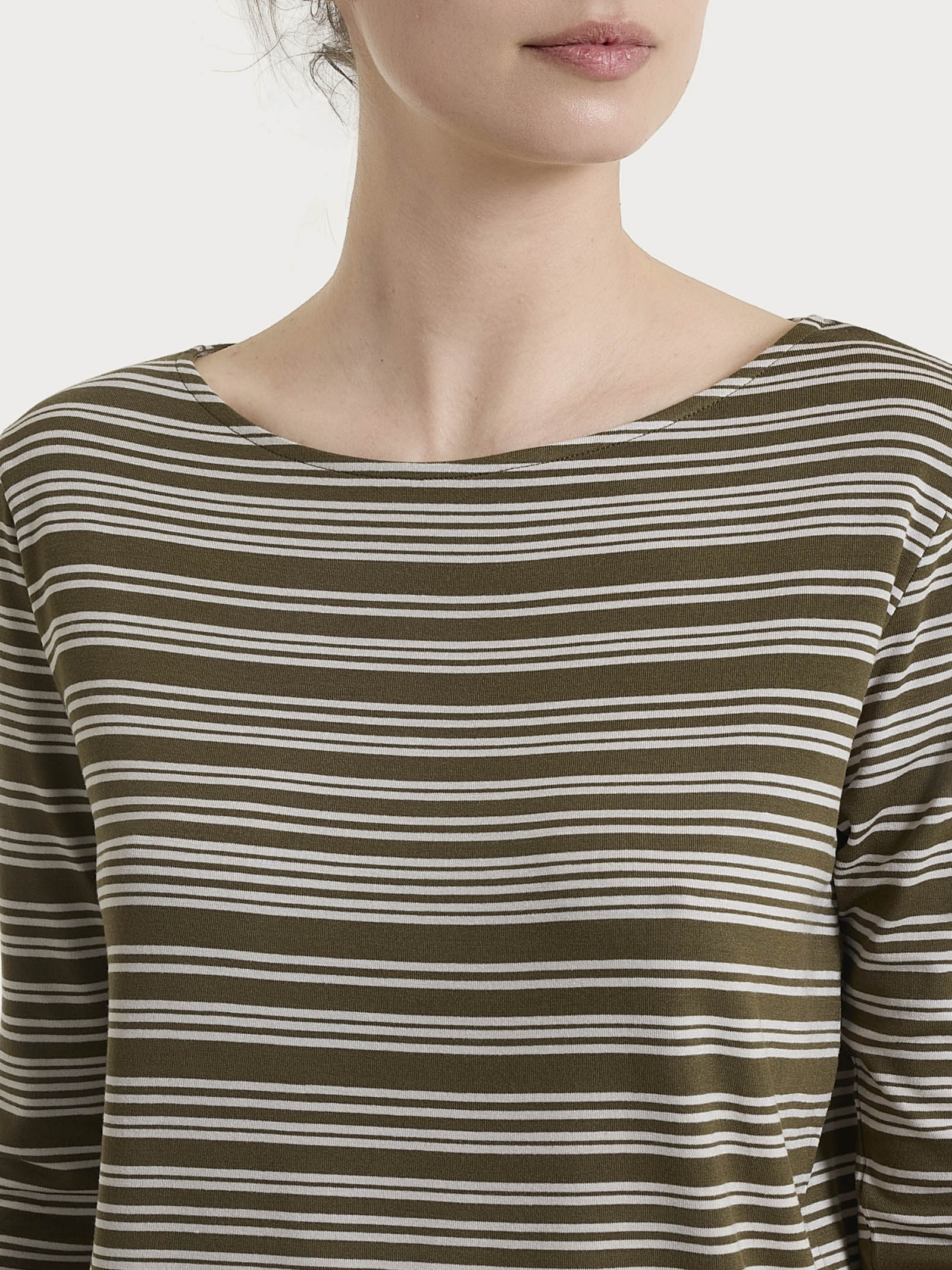 Ragno Viscosa Summer maglietta righe barchetta dark olive