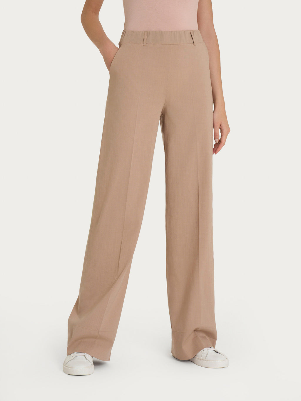 Ragno Super Natural pantaloni larghi donna tortora tencel