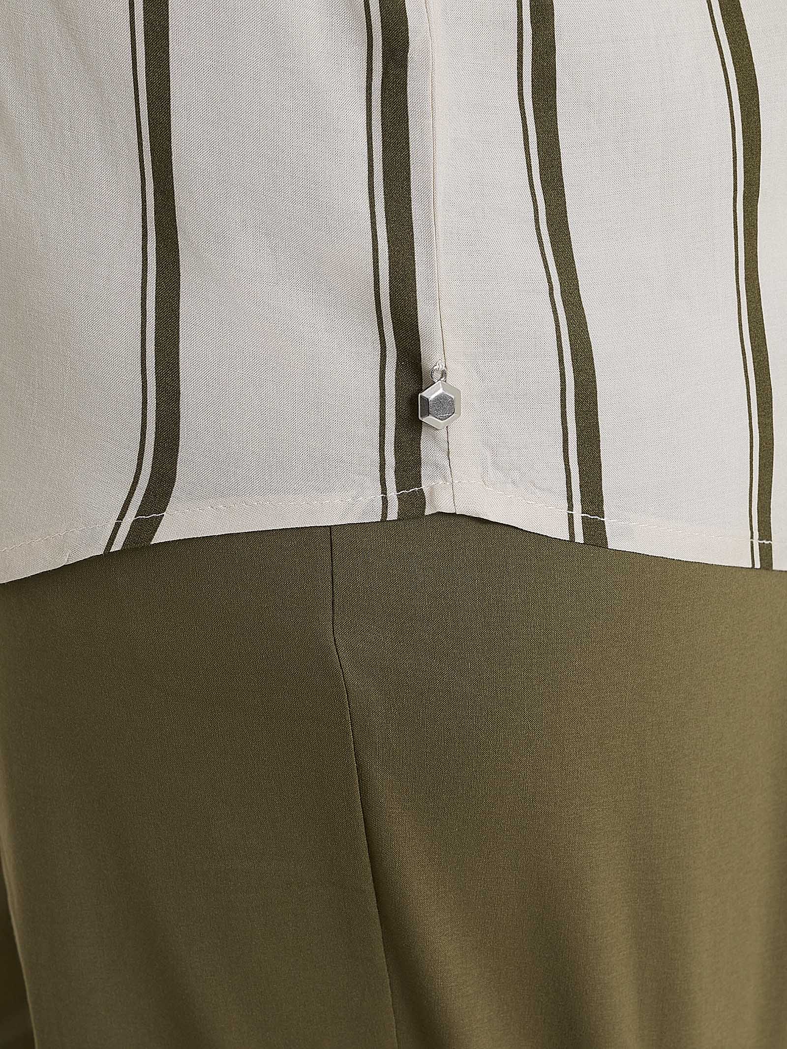 Ragno EcoSeta Camicia Donna Rigata Manica Kimono Dark Olive