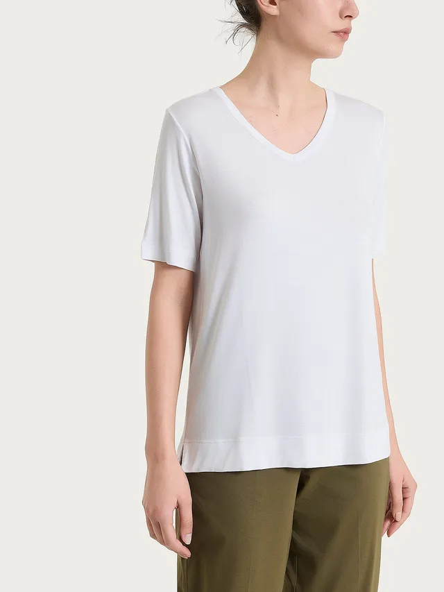 Ragno Viscosa Summer maglietta scollo V Bianco