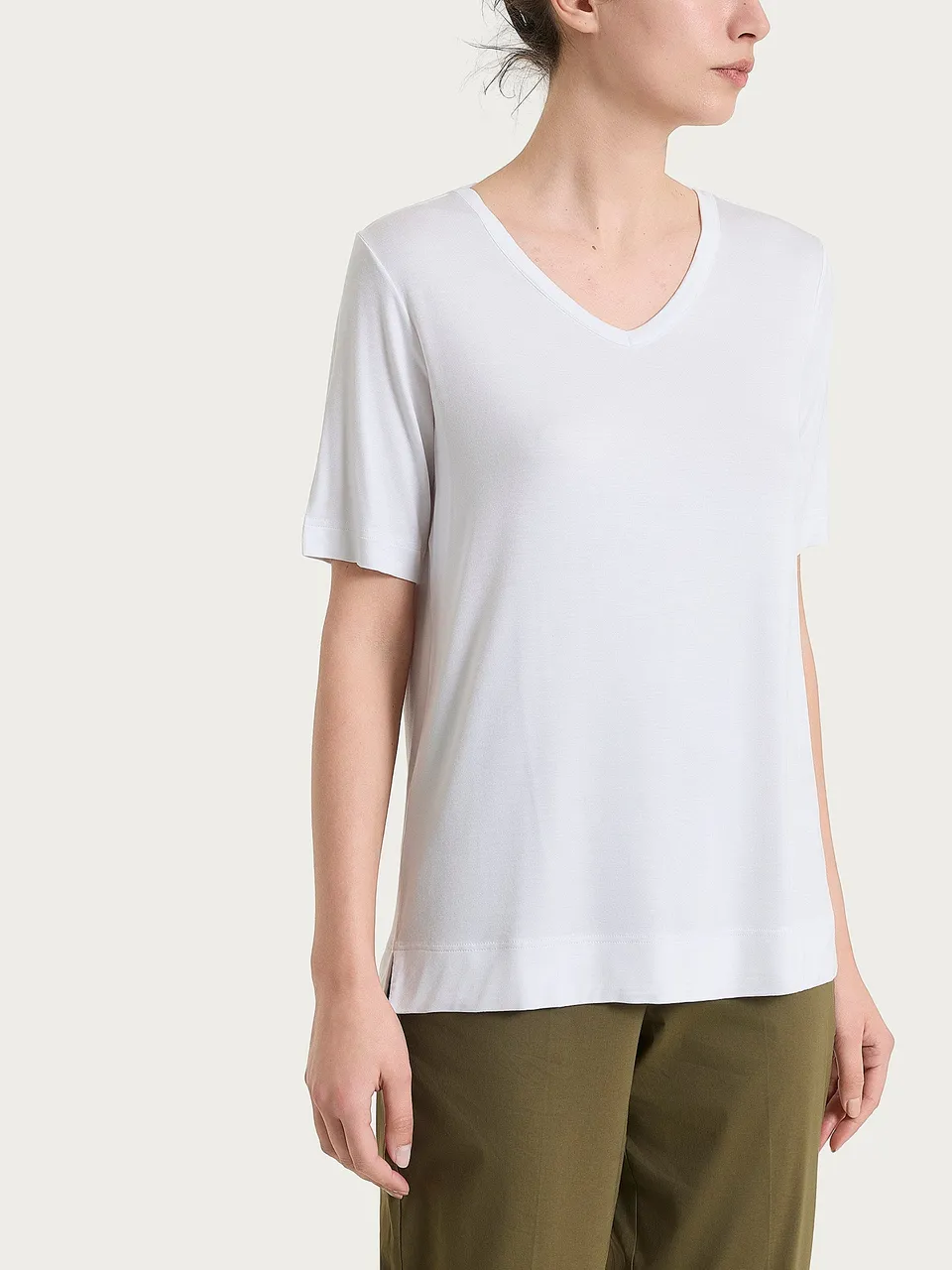 Ragno Viscosa Summer maglietta scollo V Bianco