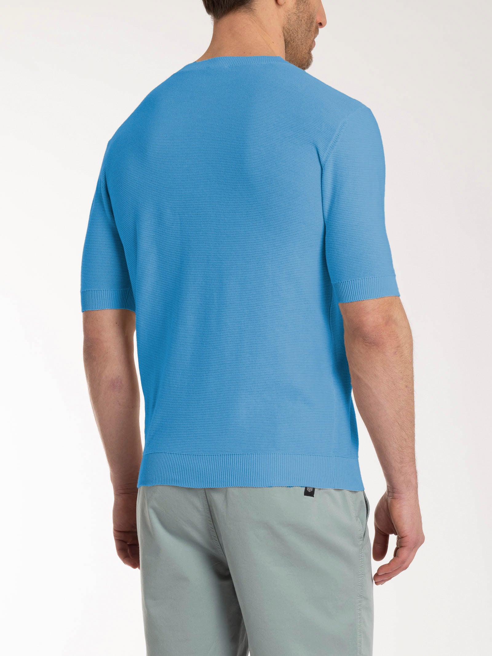 Ragno Puro Cotone Maglia Manica Corta Azure Blue