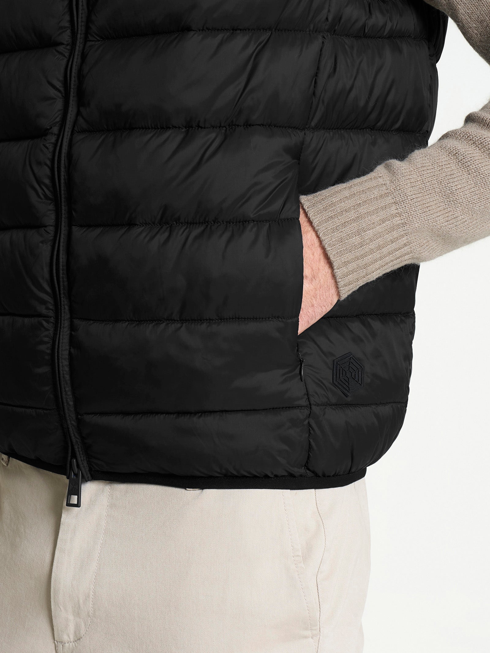 Ragno Vegan Down piumino smanicato uomo nero leggero