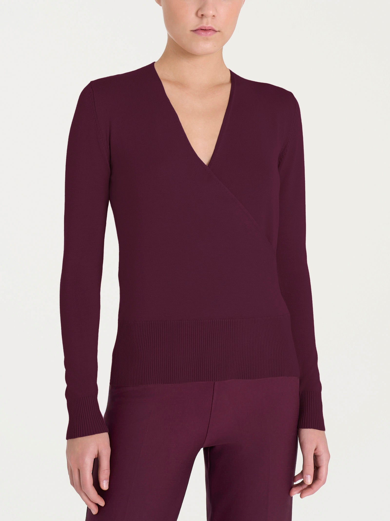 Ragno Four Seasons maglia portafoglio scollo V misto viscosa viola