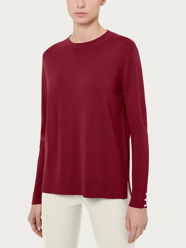 Ragno Merino Soft Maglia Girocollo Perline Tibetan Red