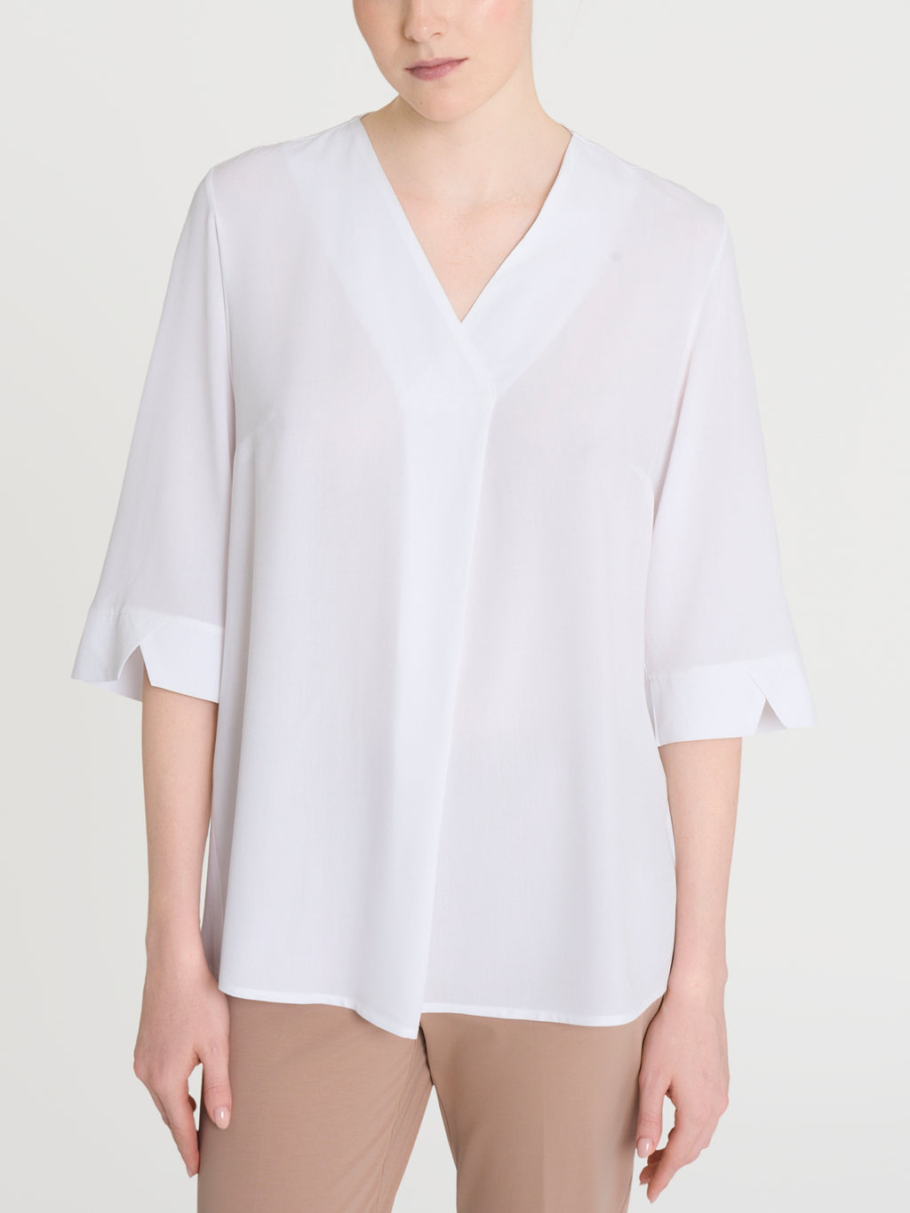 Ragno EcoSeta Blusa Scollo V Bianca manica 3/4