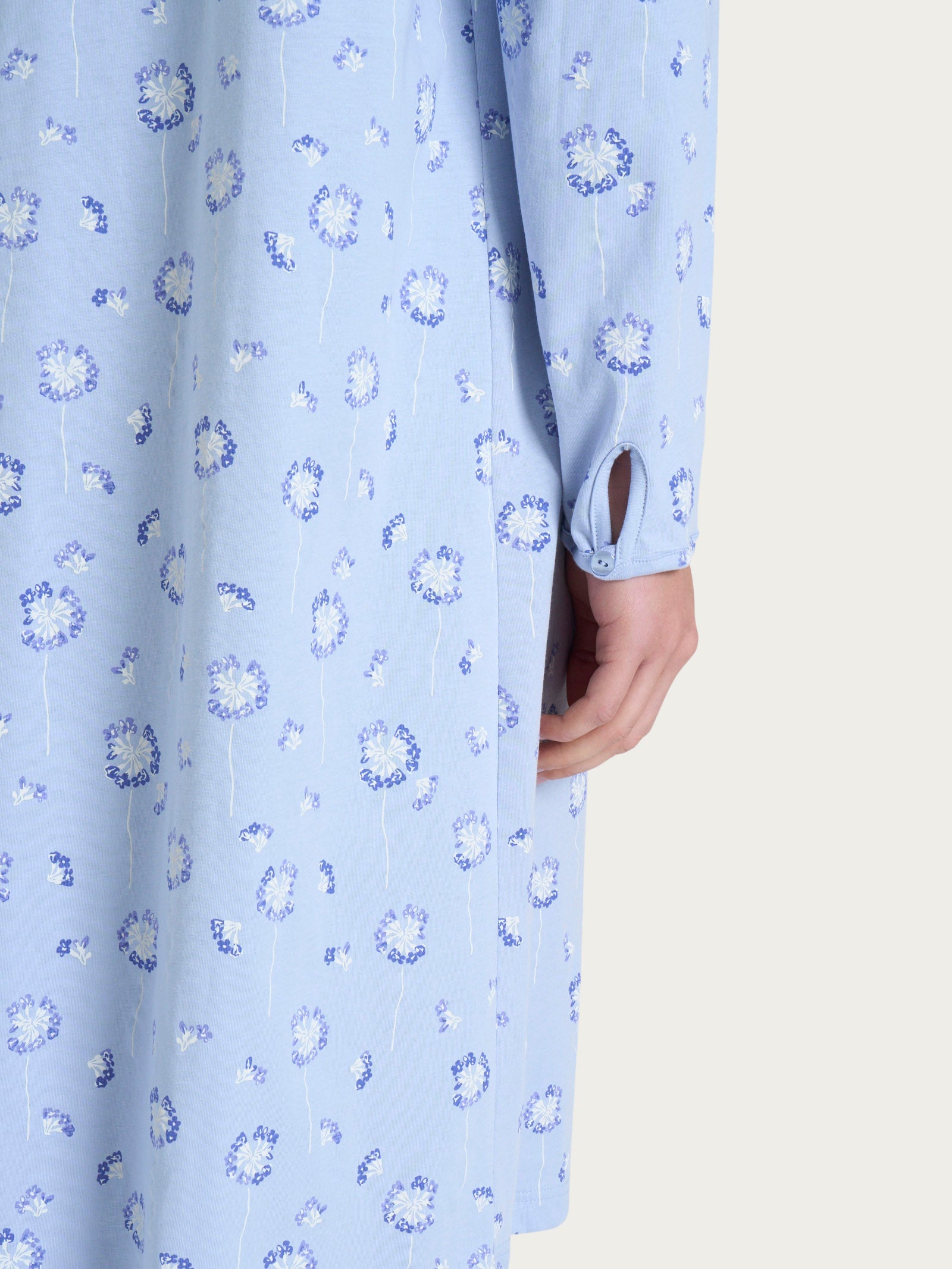 Ragno Jersey Cotone Camicia Notte Aperta Blu Soffioni