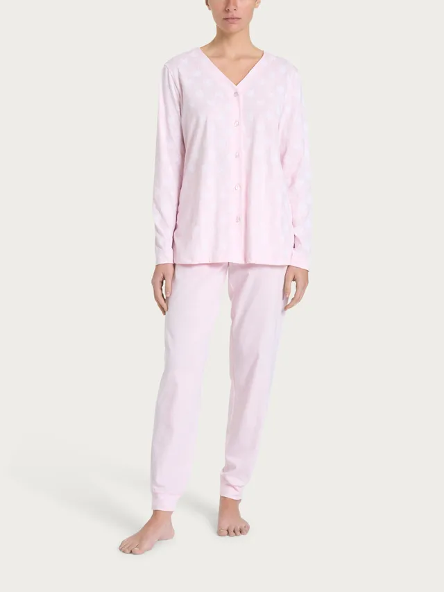 Ragno Jersey Cotone pigiama aperto rosa fantasia cotone