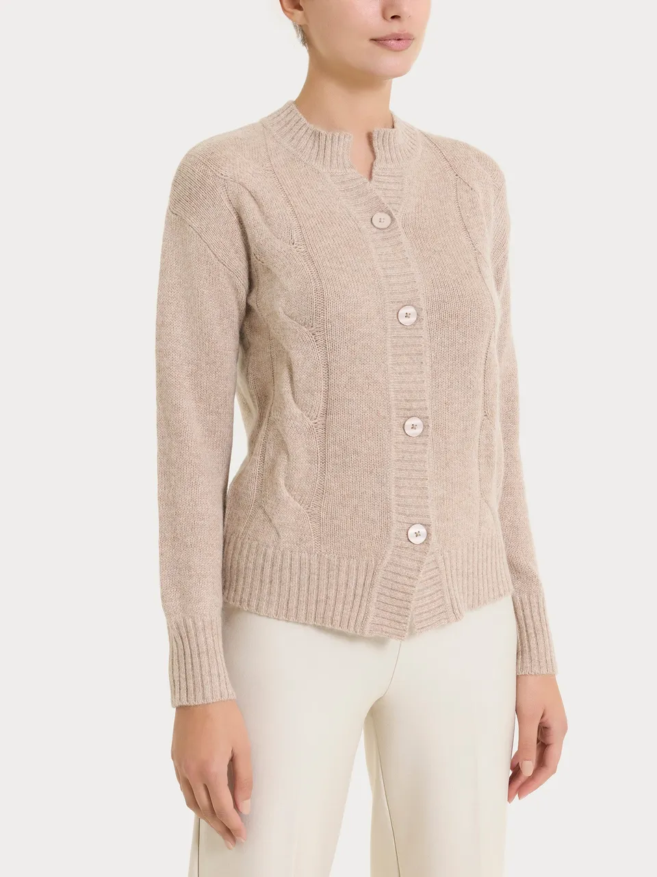 Ragno Natural Soft cardigan corto trecce Zenzero Mel.
