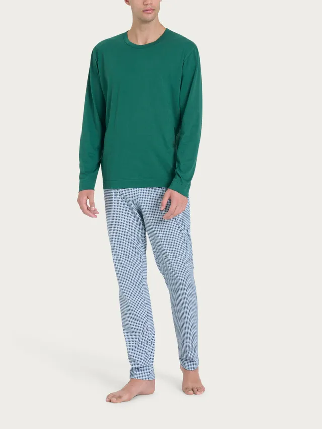 Ragno Jersey di Cotone pigiama lungo posy green girocollo