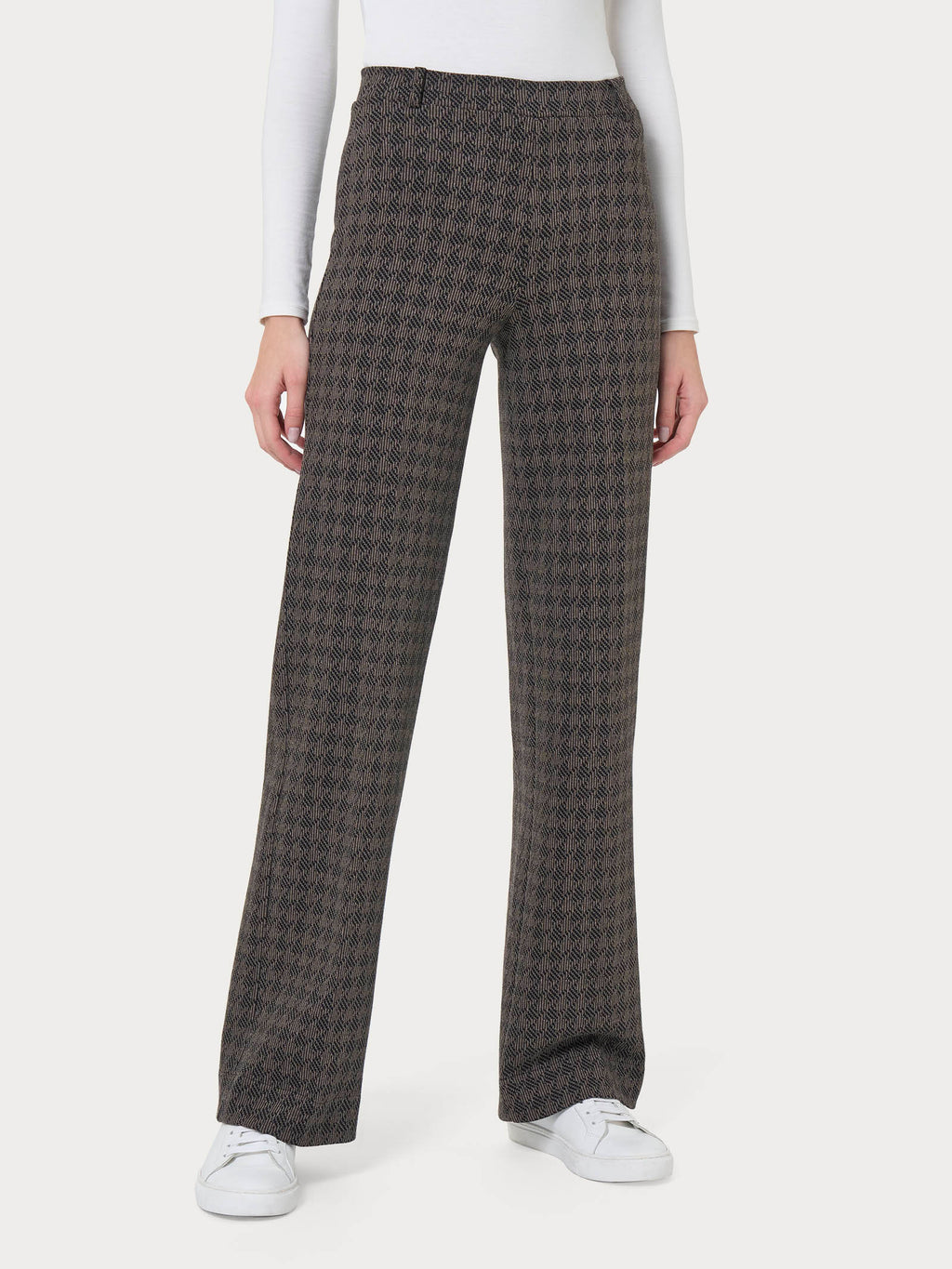 Ragno Compact Pantaloni Wide Houndstooth Eco Jacquard