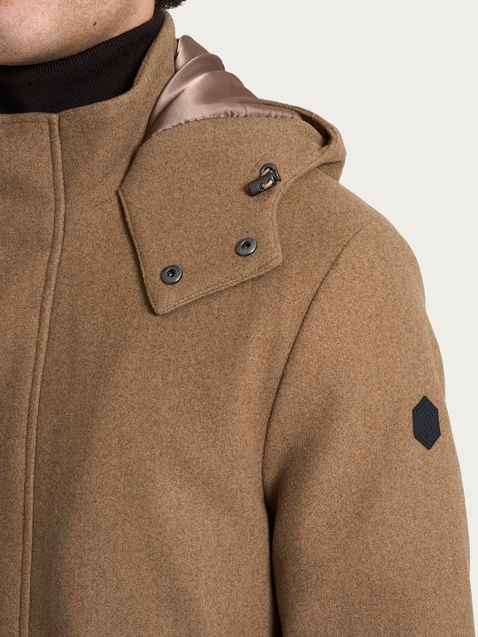 Ragno Vegan Wool Parka Castoro Mel. uomo cappuccio