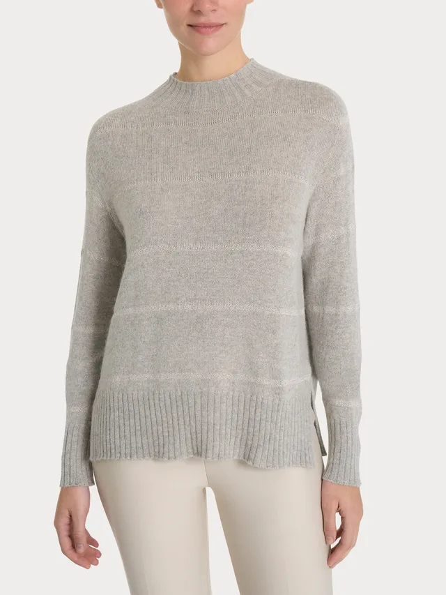 Ragno Merino Soft Lupetto Corto Righe Ghiaia Mel. Angora
