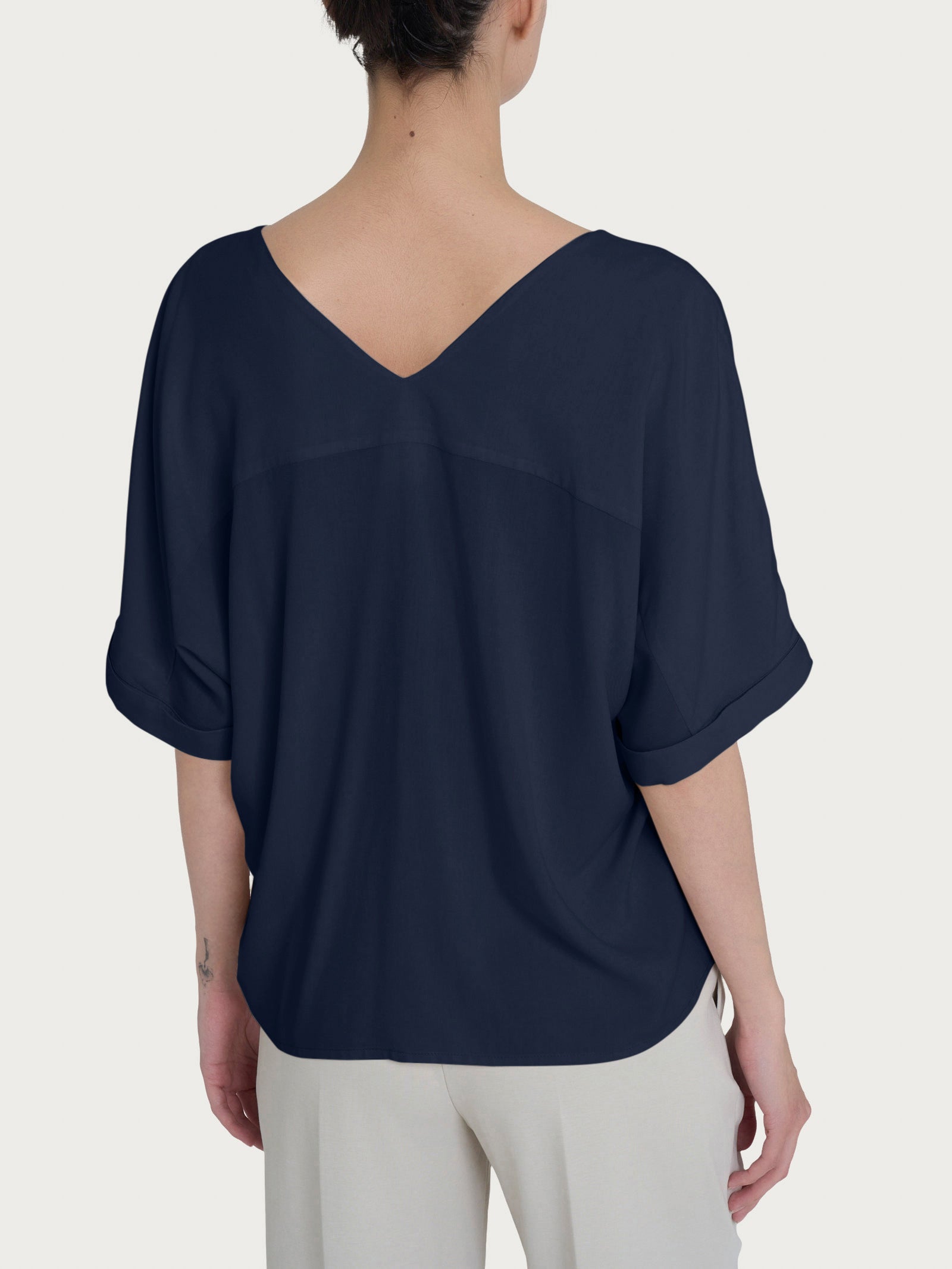 Ragno Ecoseta Blusa Donna Scollo V Blu Bleu