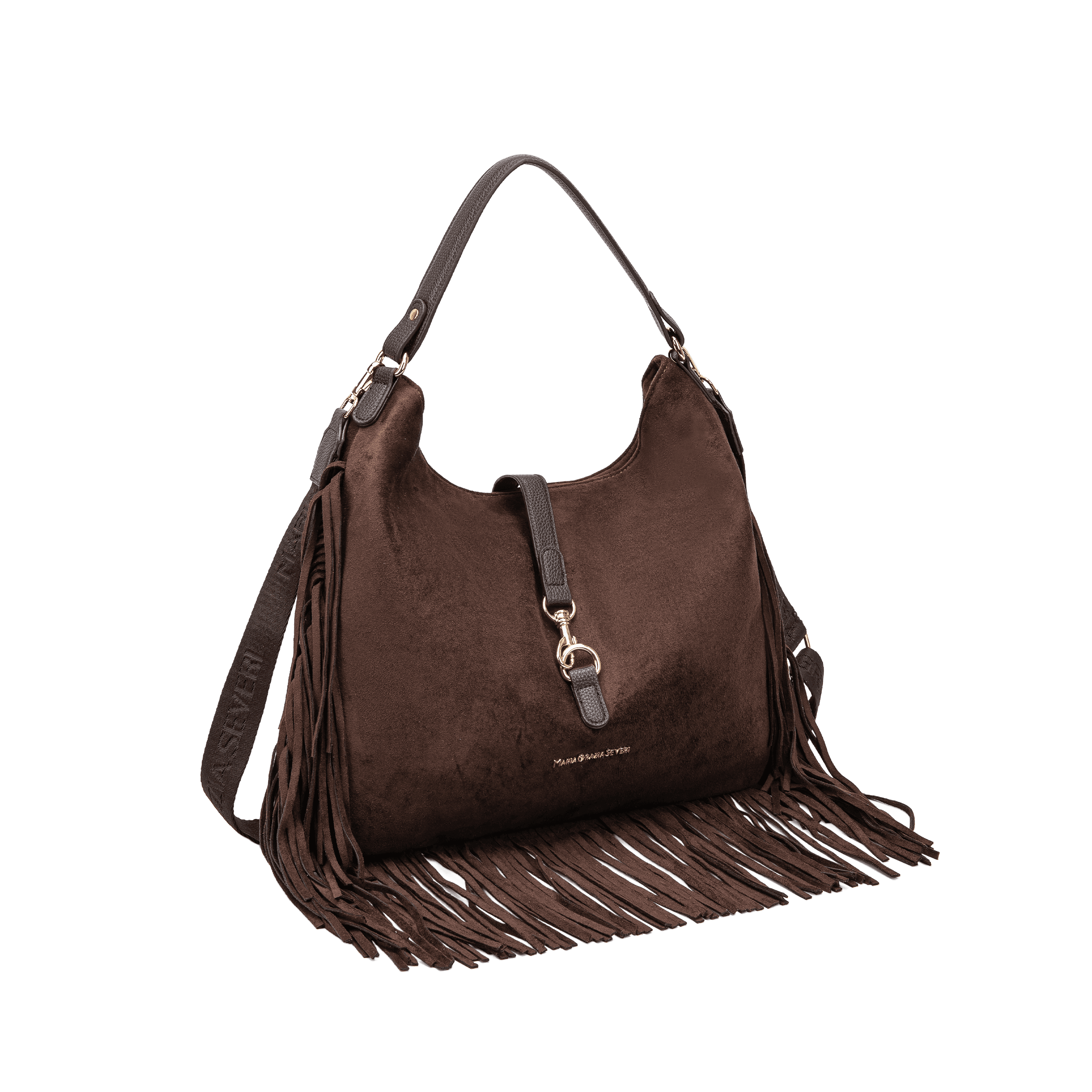 Maria Grazia Severi D8870 borsa hobo frange marrone tracolla