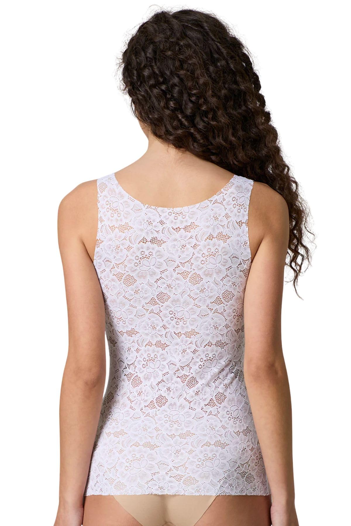 Lady C Pizzo Elasticizzato Canotta Donna Bianco S spalla larga