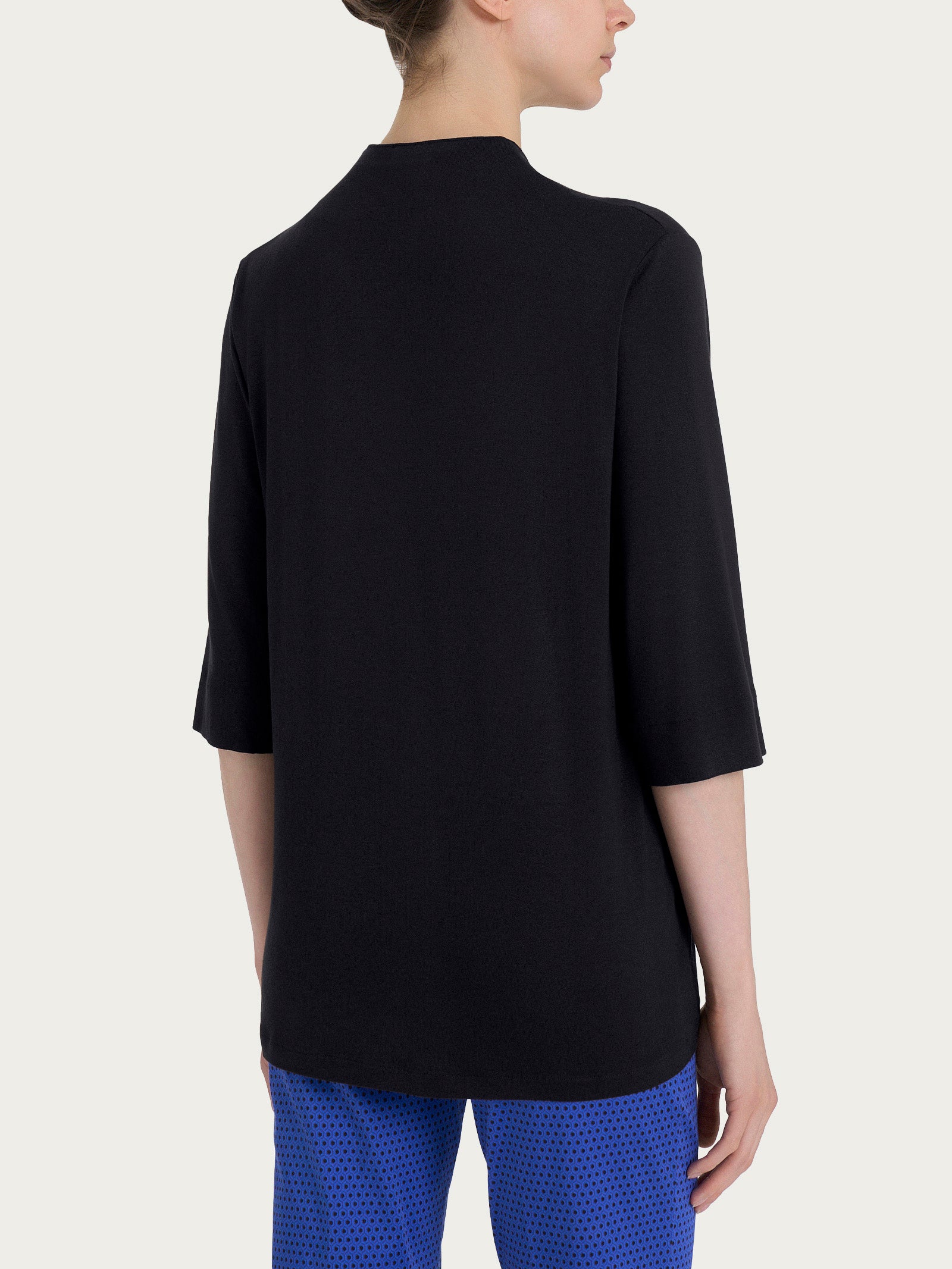 Ragno Crêpe maglietta donna nero manica 3/4 scollo V