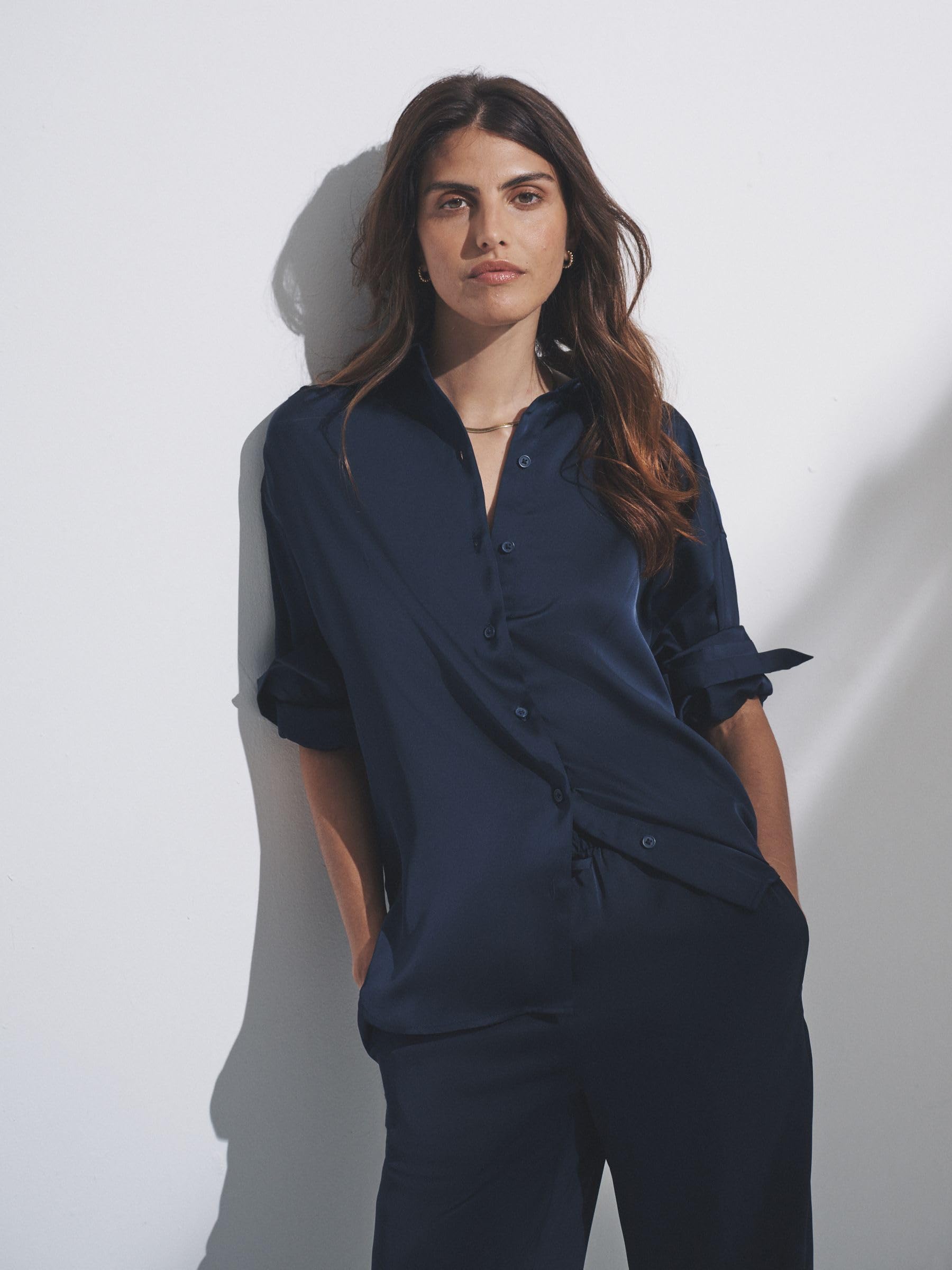 Geo Next The Set Coordinato Raso Camicia e Pantaloni Donna