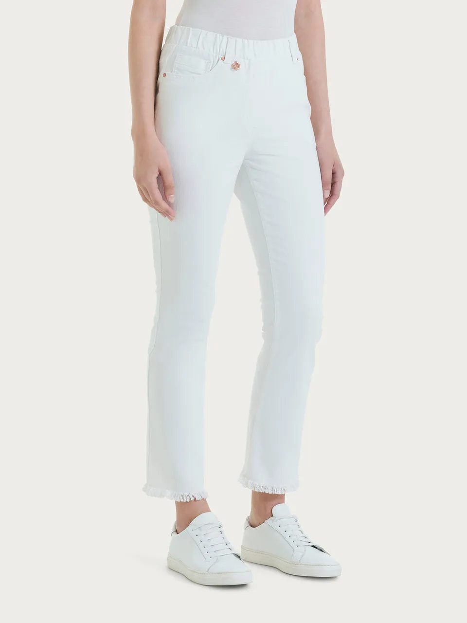 Ragno Super Denim jeans sfrangiati bianchi donna