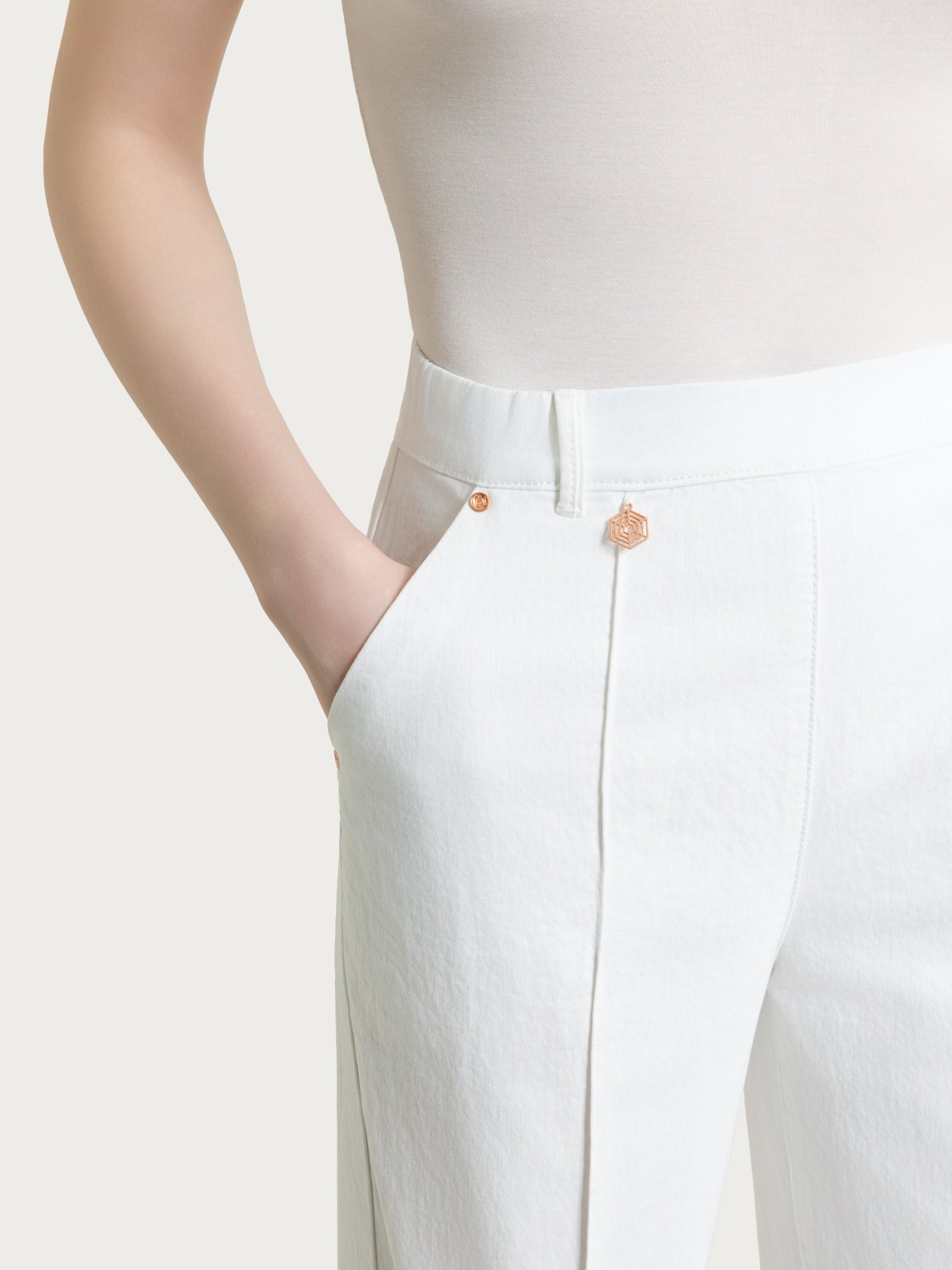 Ragno Jeans Ampio Light Denim Bianco cropped