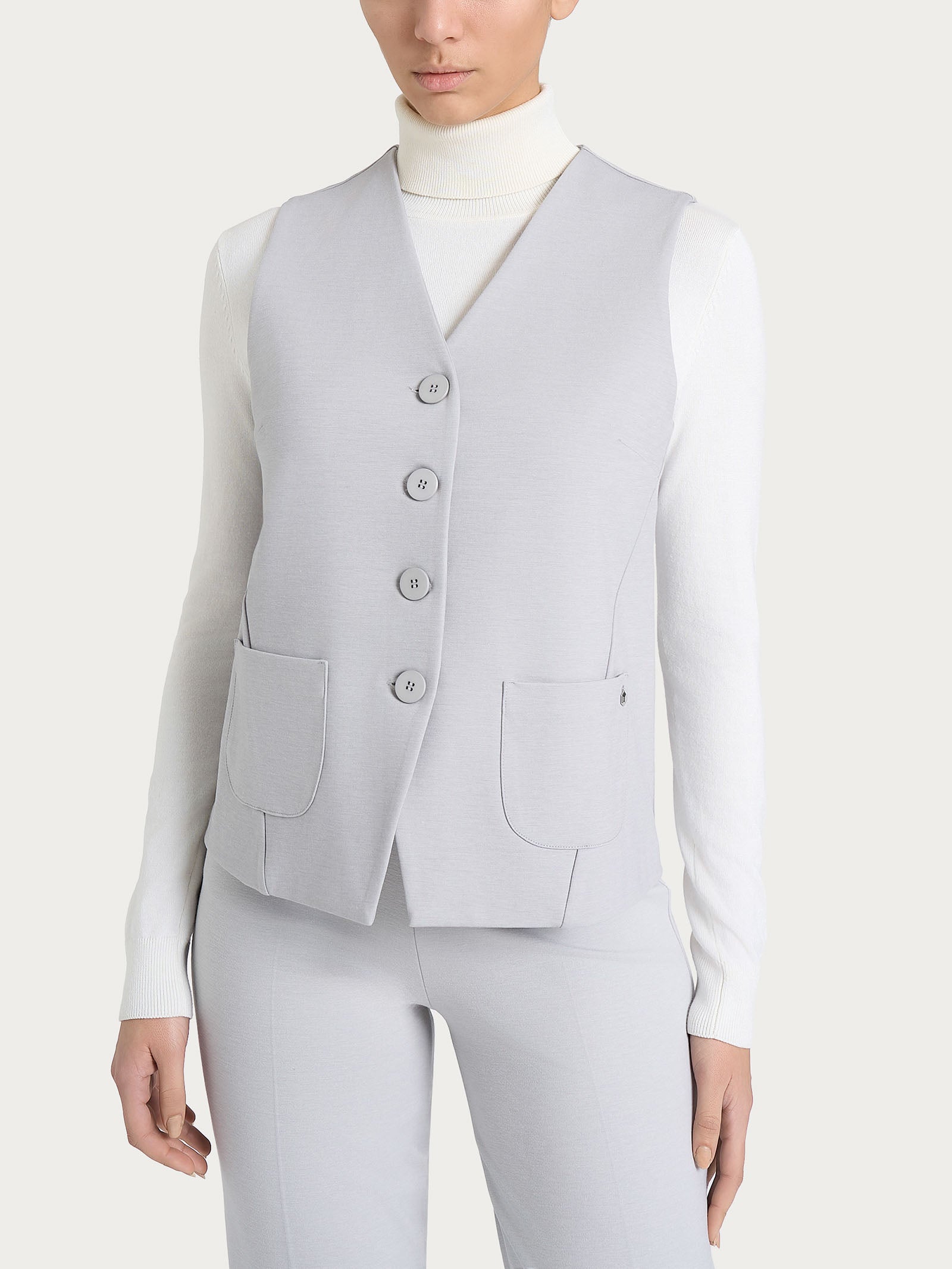 Ragno Compact Gilet 4 Bottoni Ghiaia Mel. cashmere