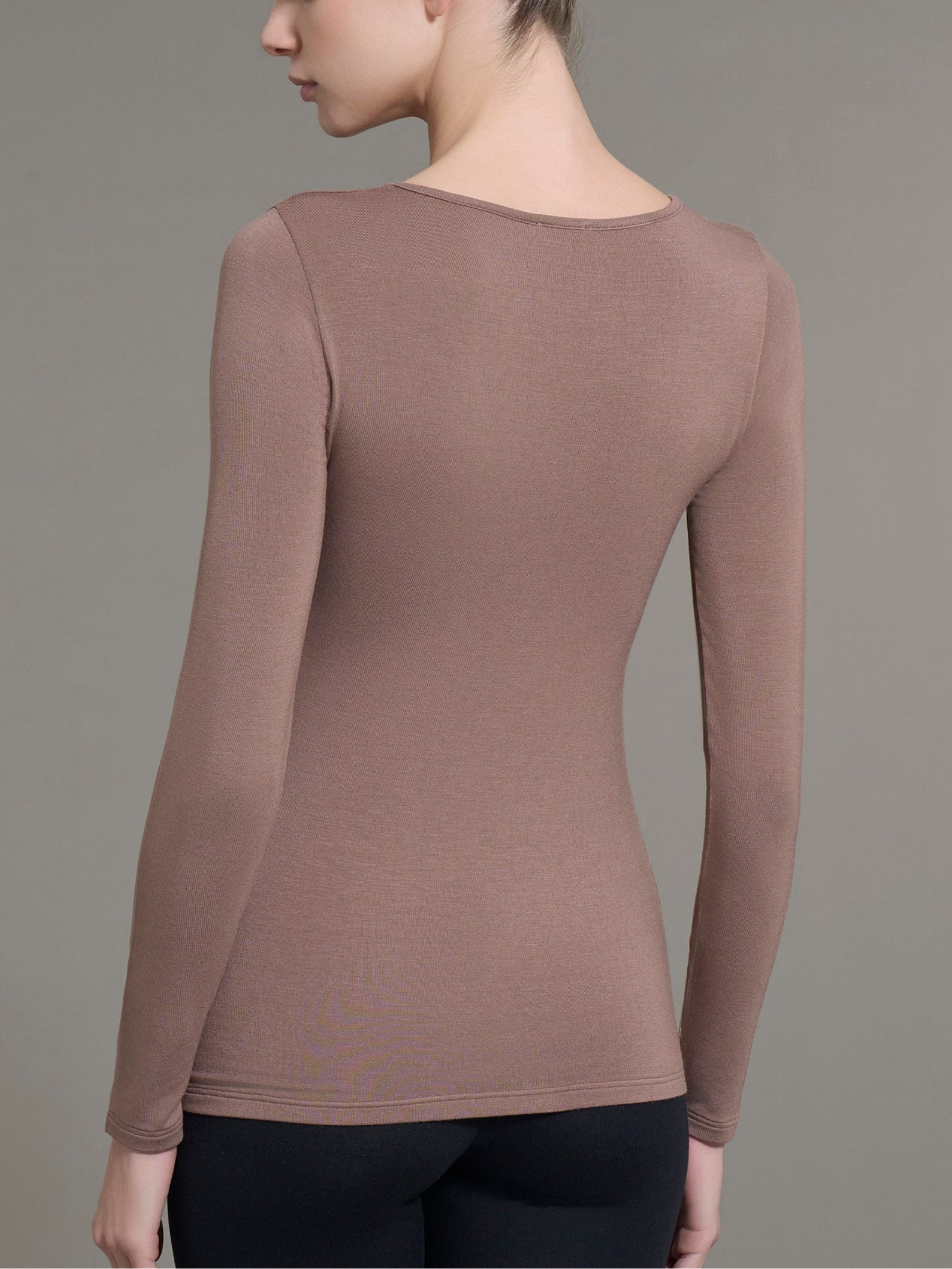 Ragno Eco Viscosa Maglia Girocollo Lunga Skinny Pine Bark