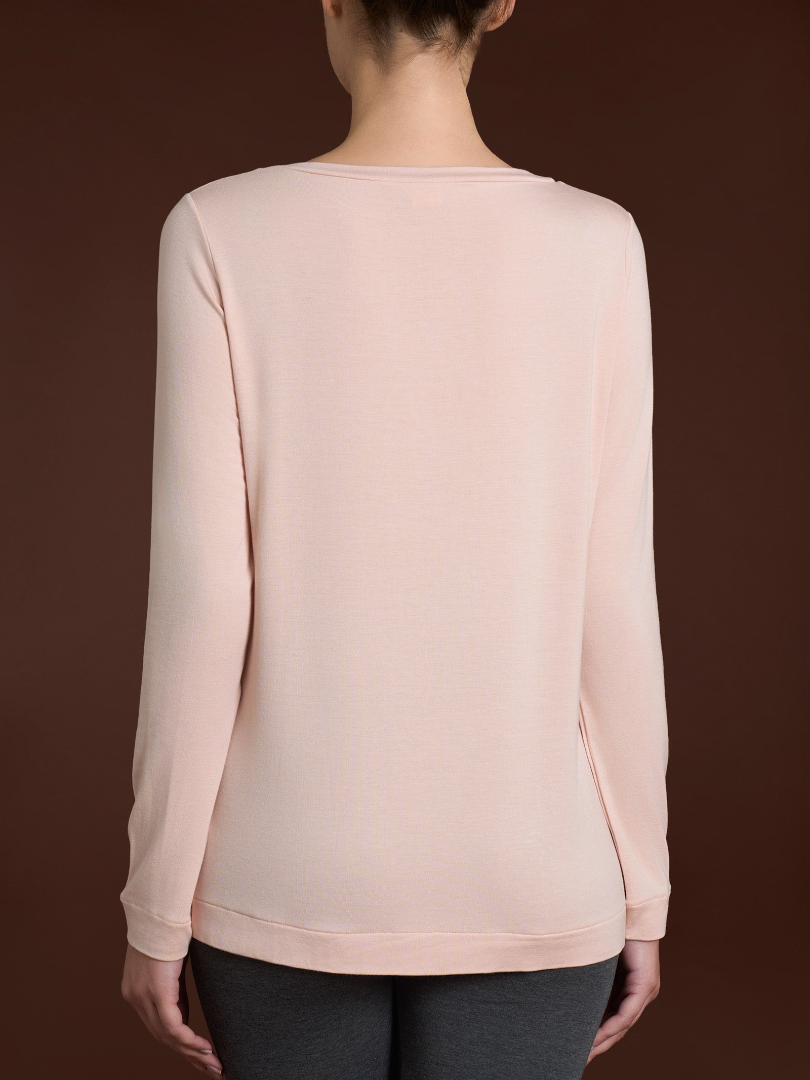 Ragno Eco Viscosa Maglietta Collo Barchetta Cameo Rose Manica Lunga