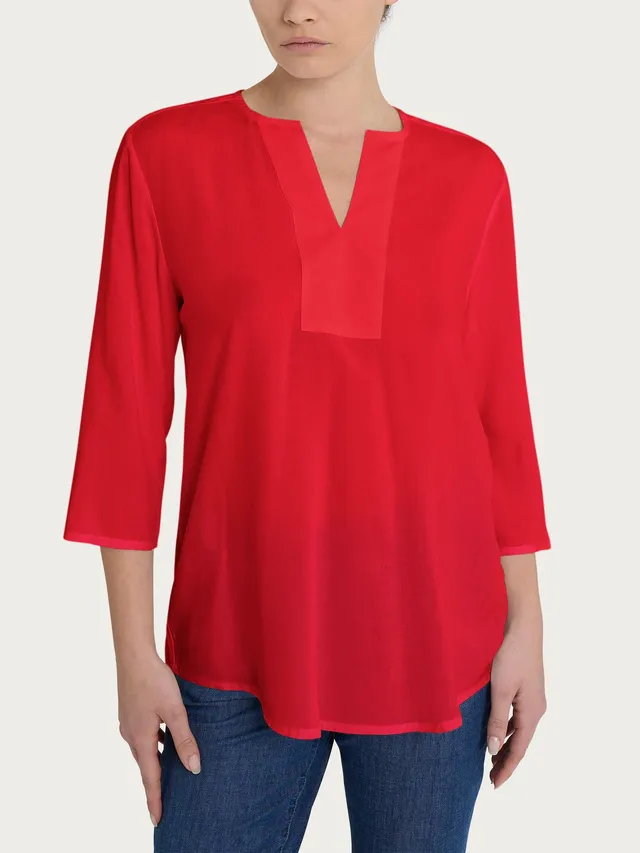 Ragno EcoSeta Blusa Scollo V Manica 3/4 Salsa in viscosa