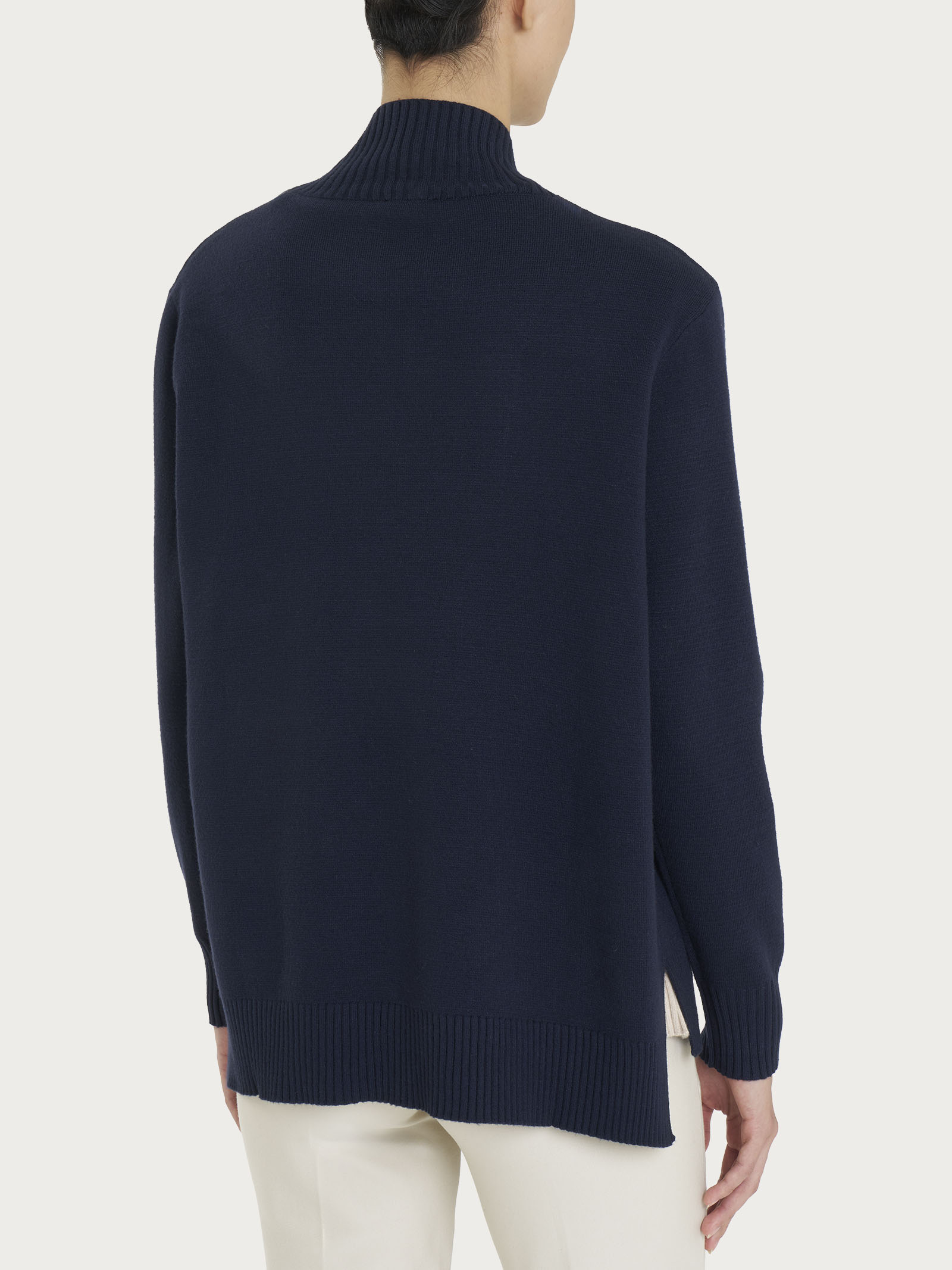 Ragno Four Seasons cardigan aperto Super Soft maglia bleu boxy