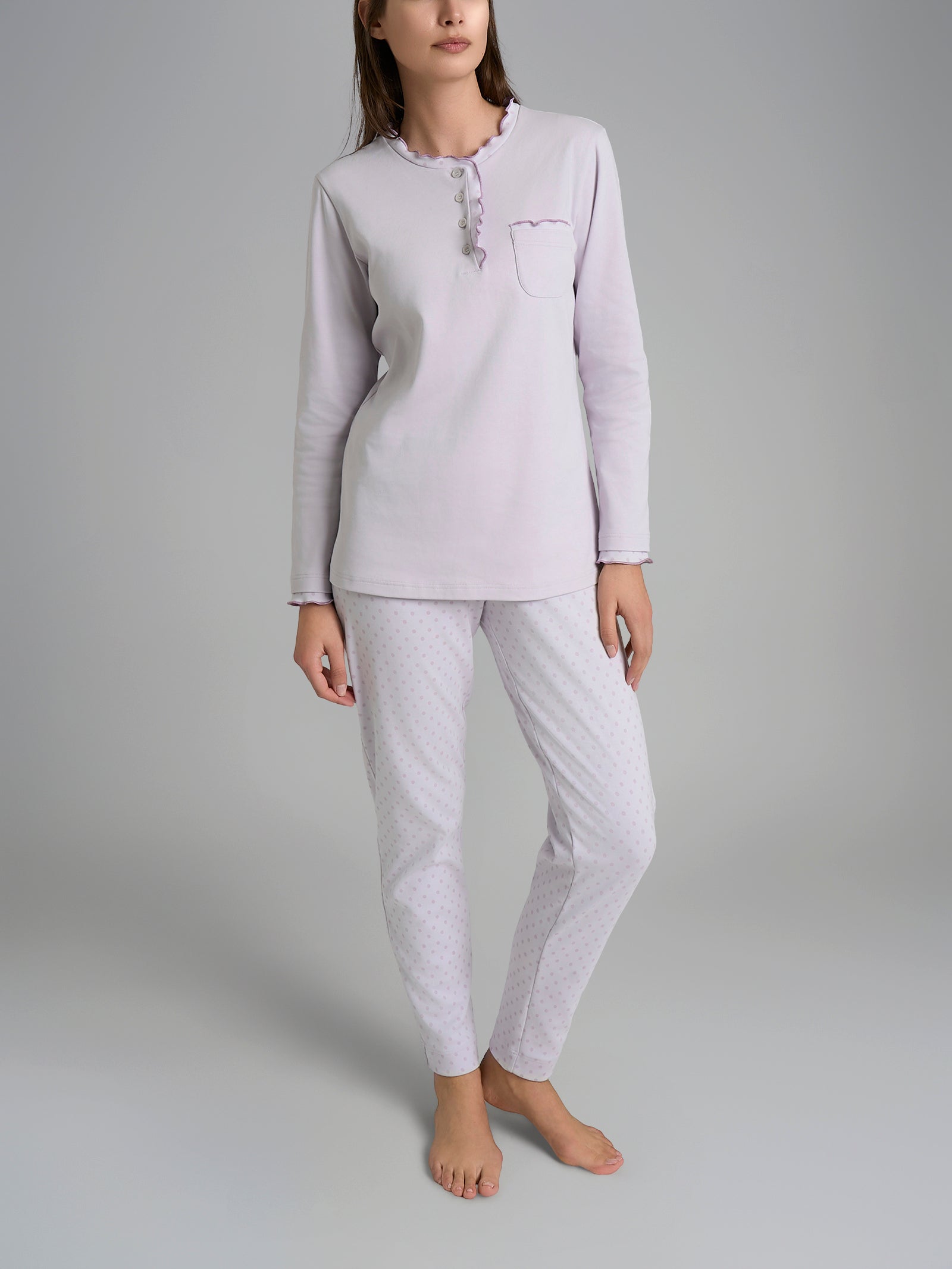 Ragno Sweet Emotion pigiama serafino Lavender Blue cotone