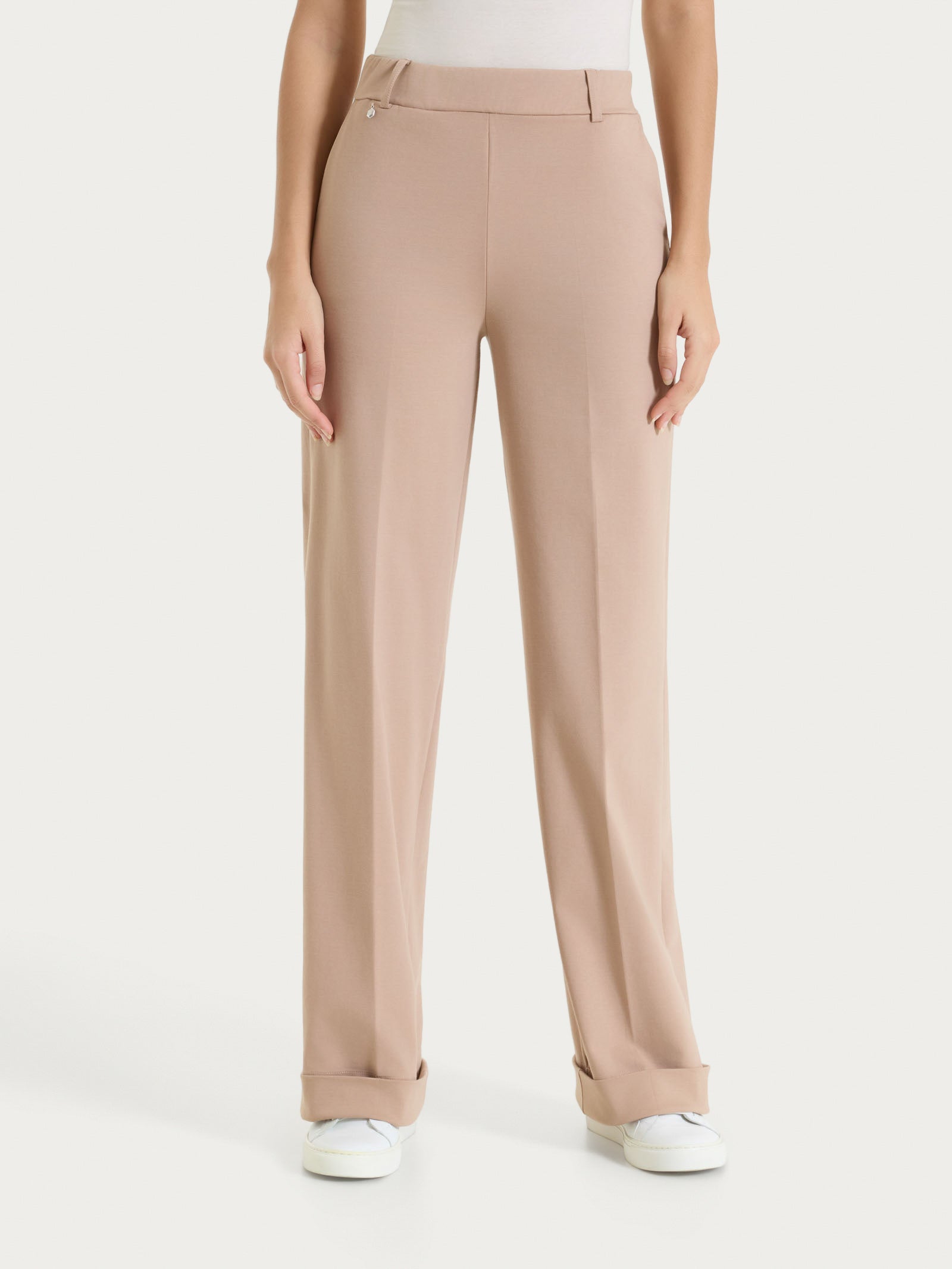 Ragno Compact Light Pantalone ampio Warm Taupe misto cotone