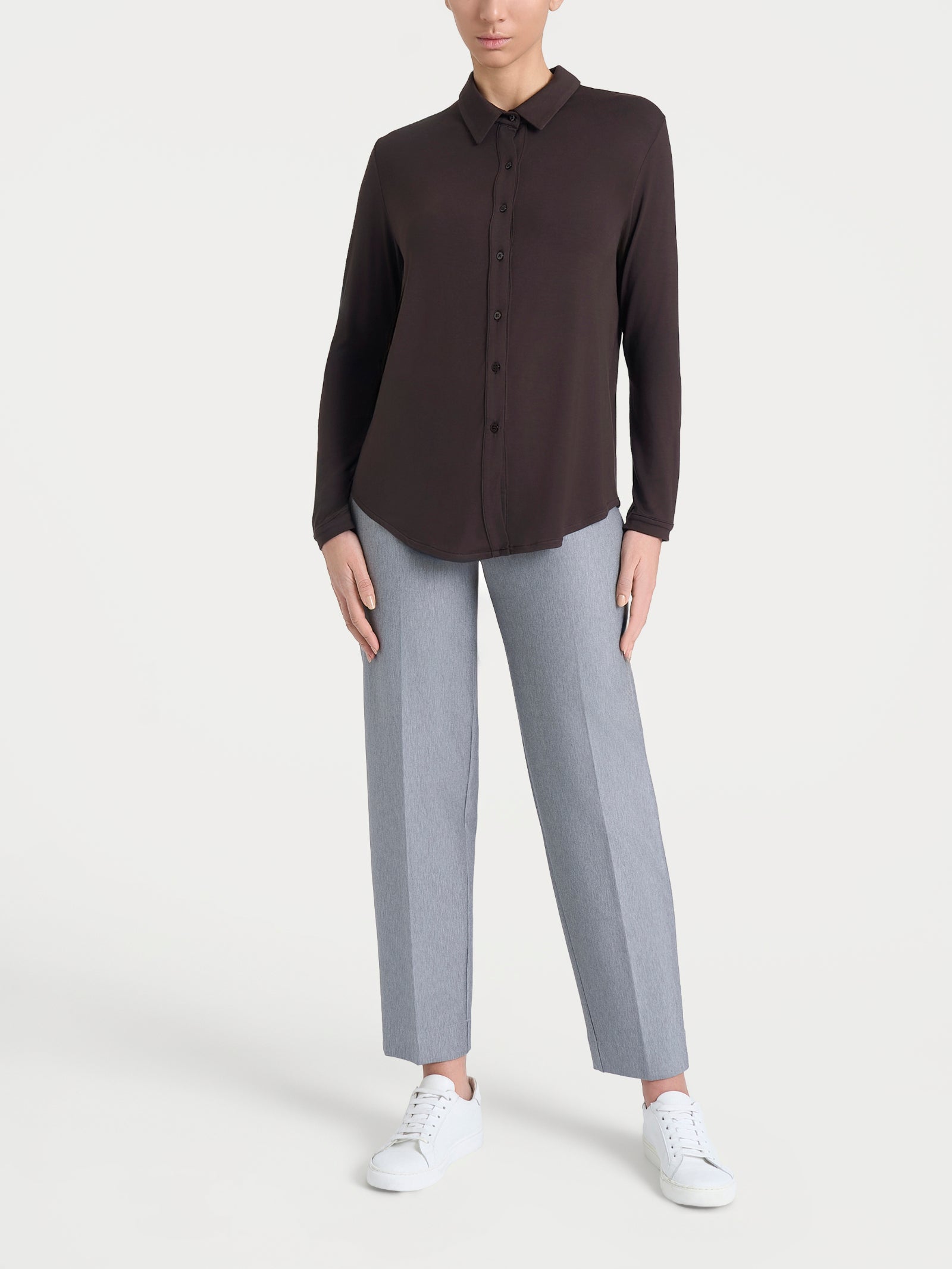 Ragno Eco Viscosa Camicia Manica Lunga Donna Chocolate morbida