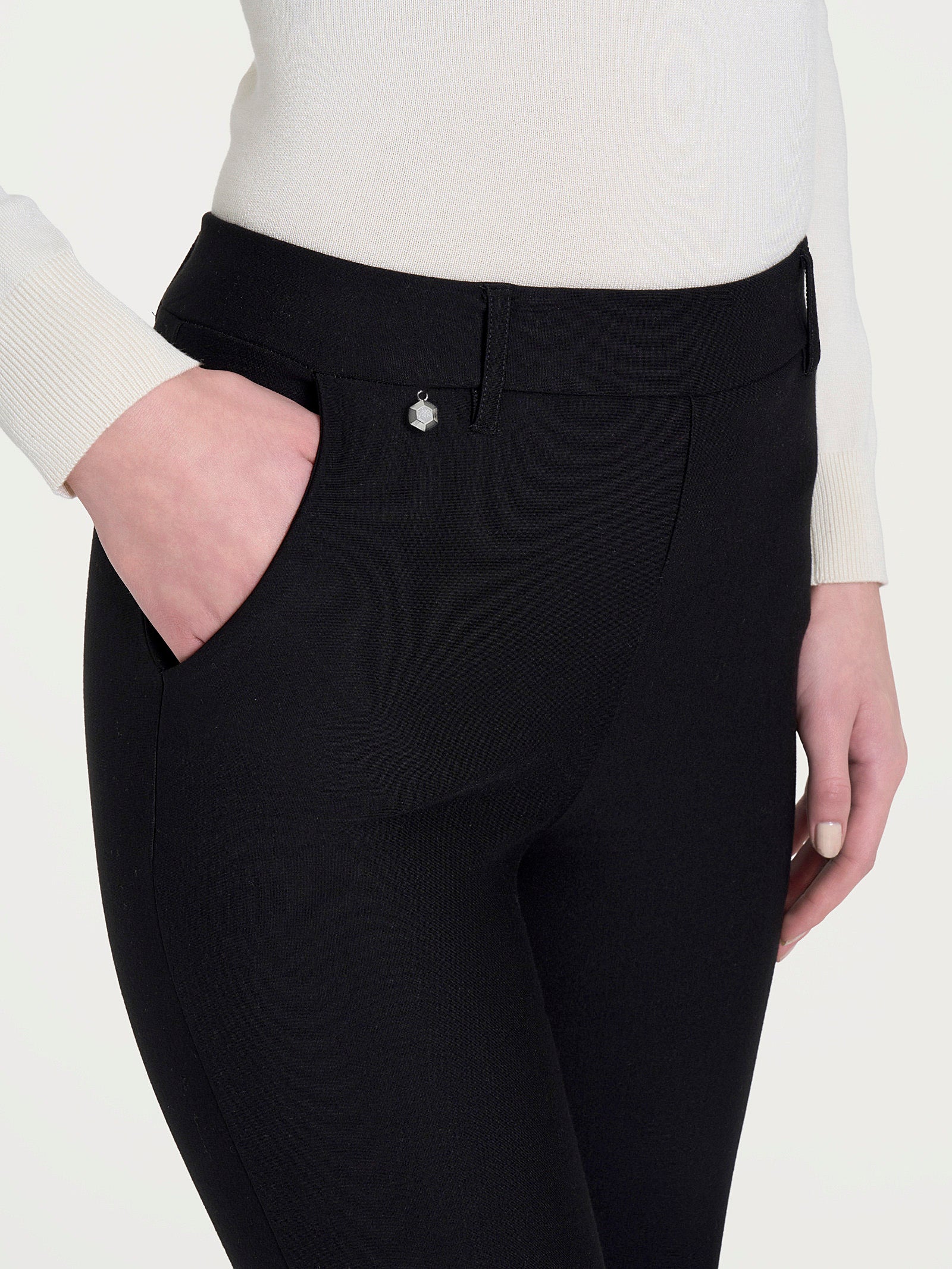 Ragno Compact Pantalone Dritto Nero con Tasche