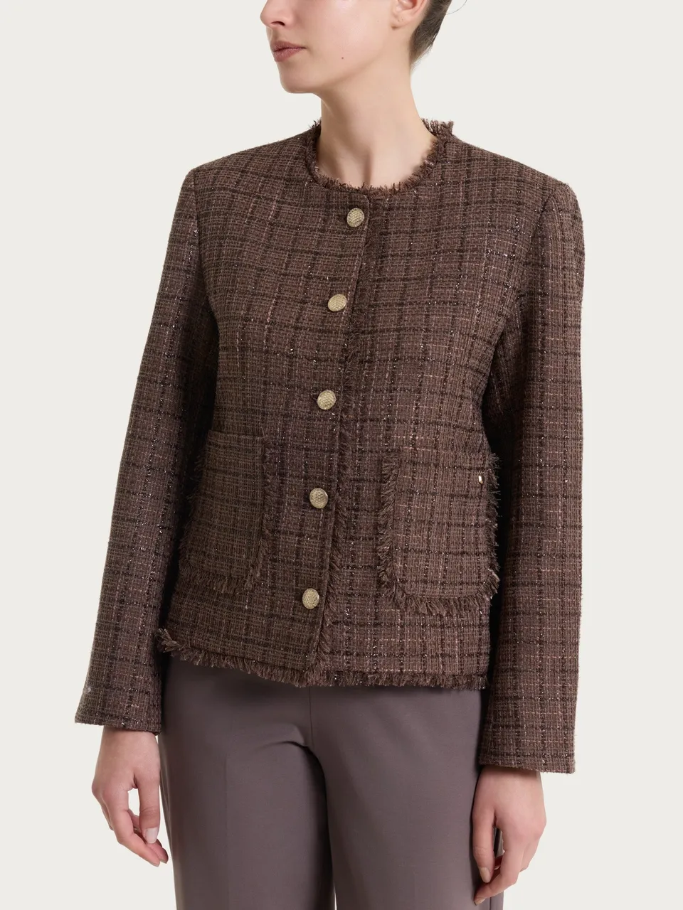 Ragno Compact giacca corta boucle Raisin