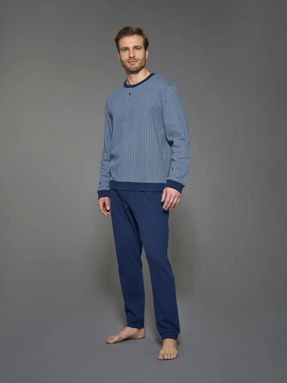 Ragno Sport pigiama serafino uomo cotone Fant. Navy Blazer