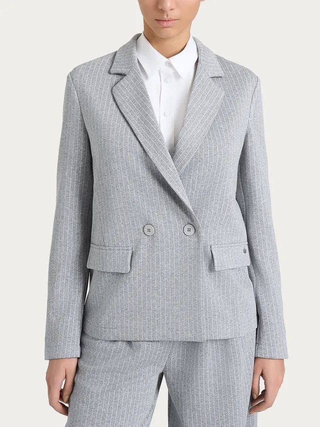 Ragno Eco Jacquard Blazer doppiopetto gessato grigio