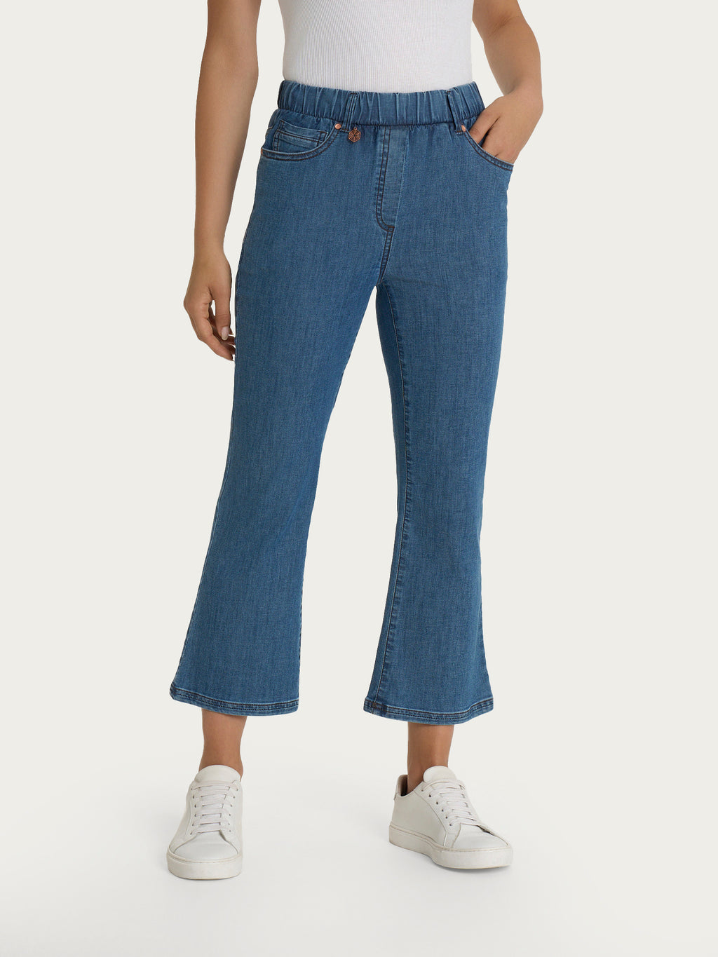 Ragno Super Denim Jeans Cropped Flare Delave Tasche