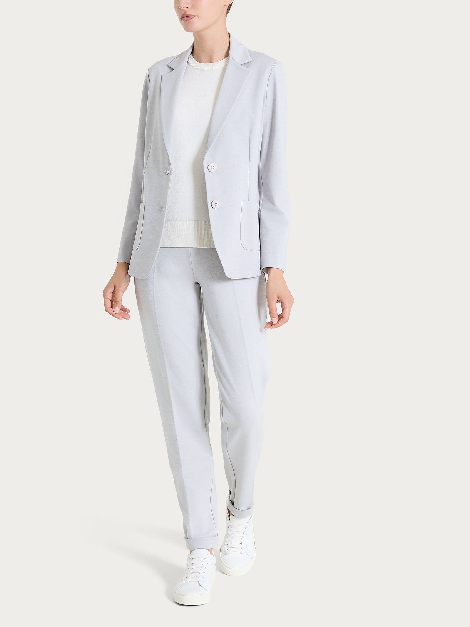 Ragno Cashmere Compact Blazer Donna Ghiaia Mel 2 Bottoni