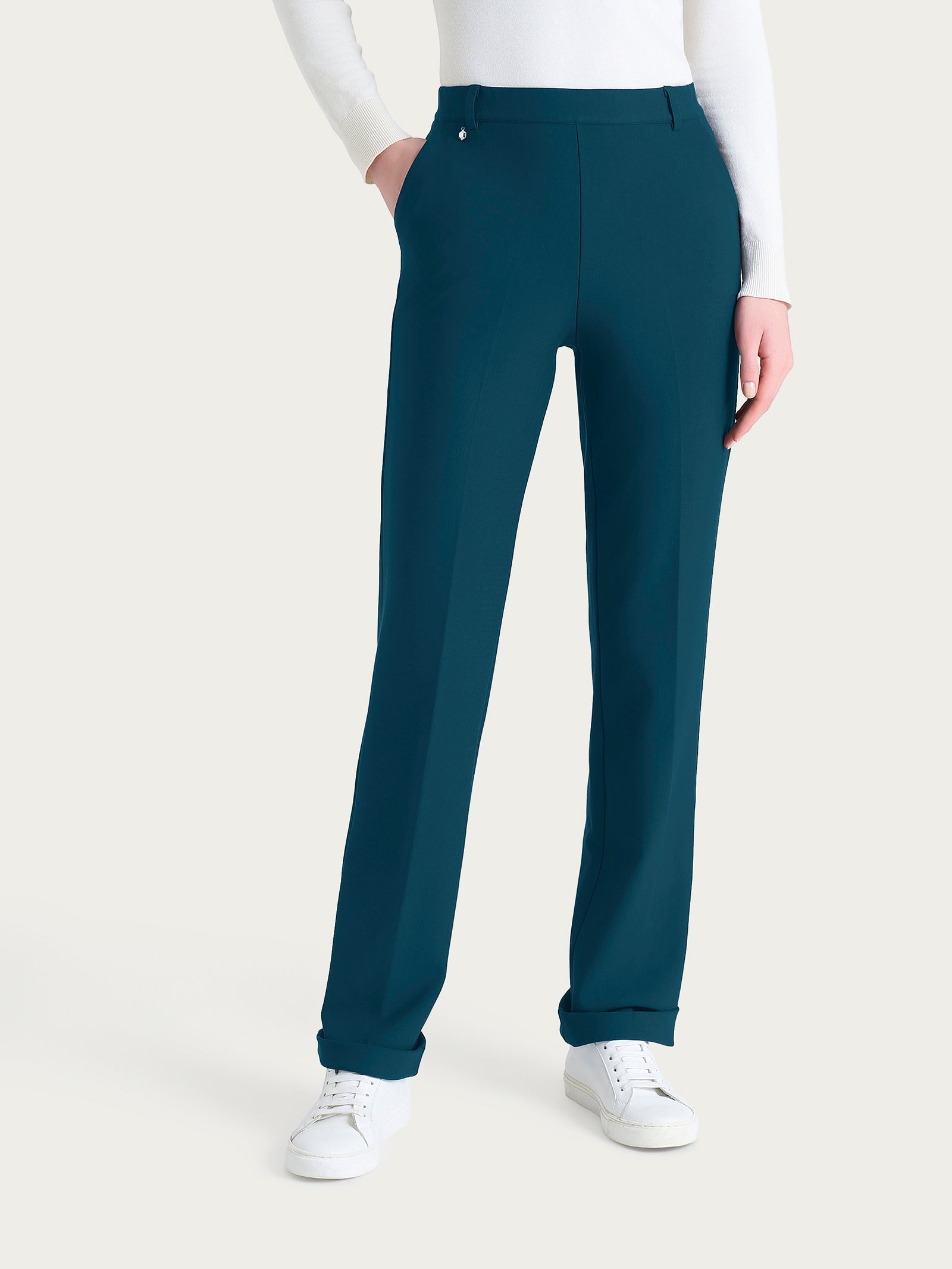 Ragno Compact pantalone wide leg blu con tasche