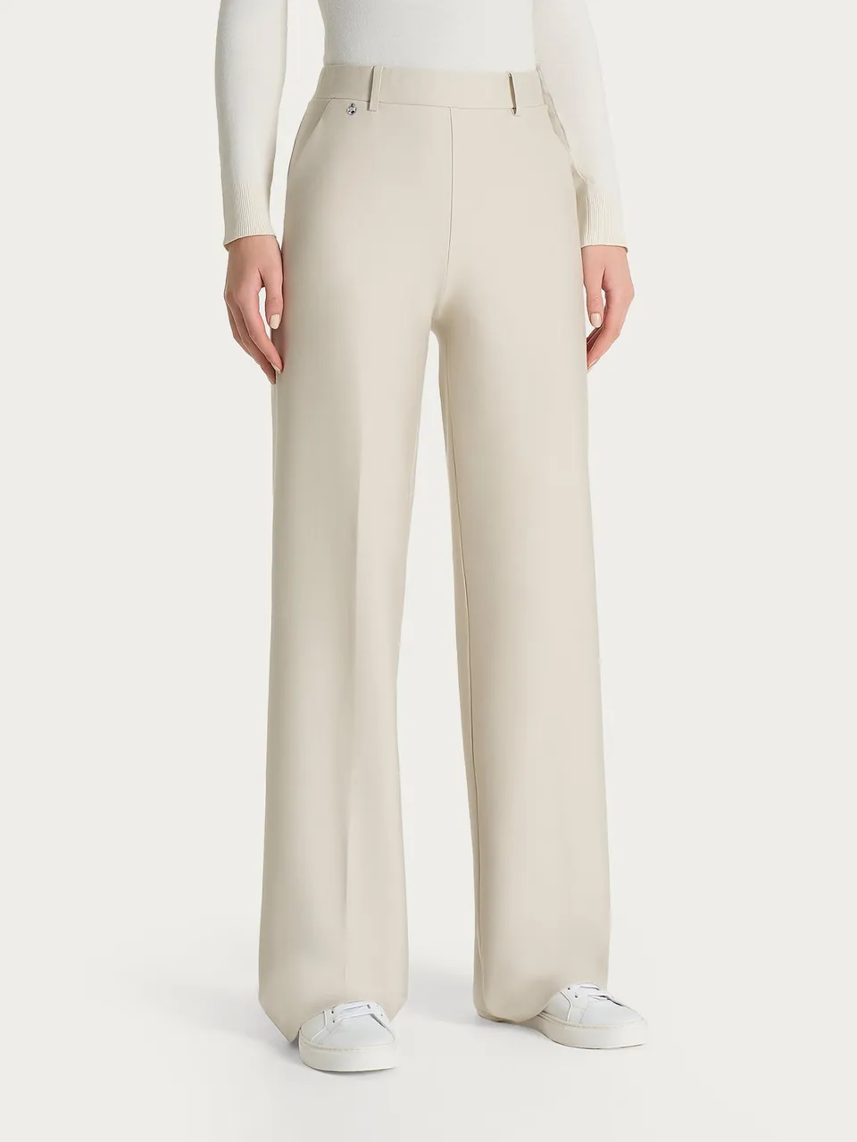 Ragno Compact Pantalone Palazzo Champignon tasche elasticizzato