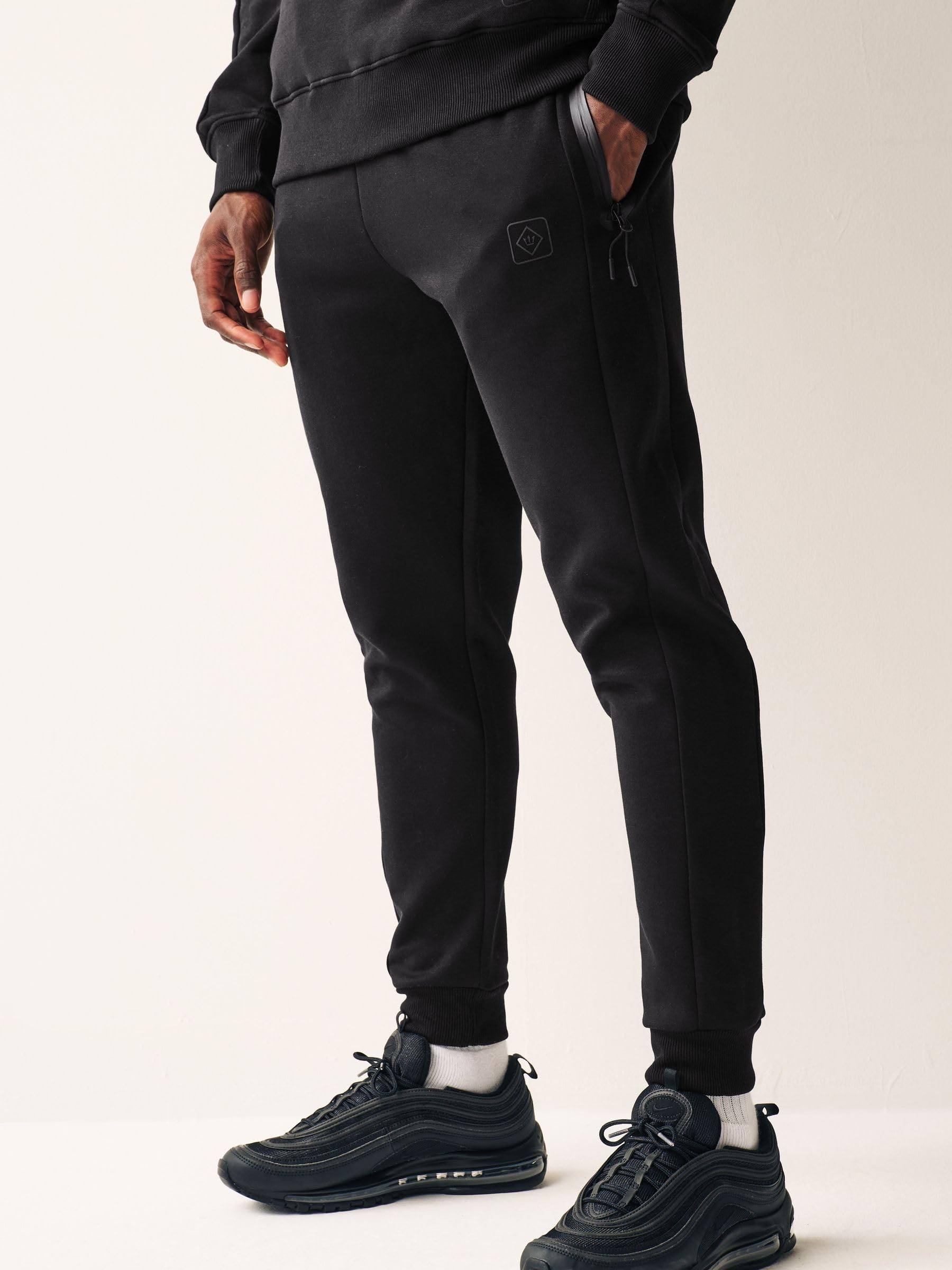 Next Pantaloni Jogging Uomo Athleisure Nero Taglia L