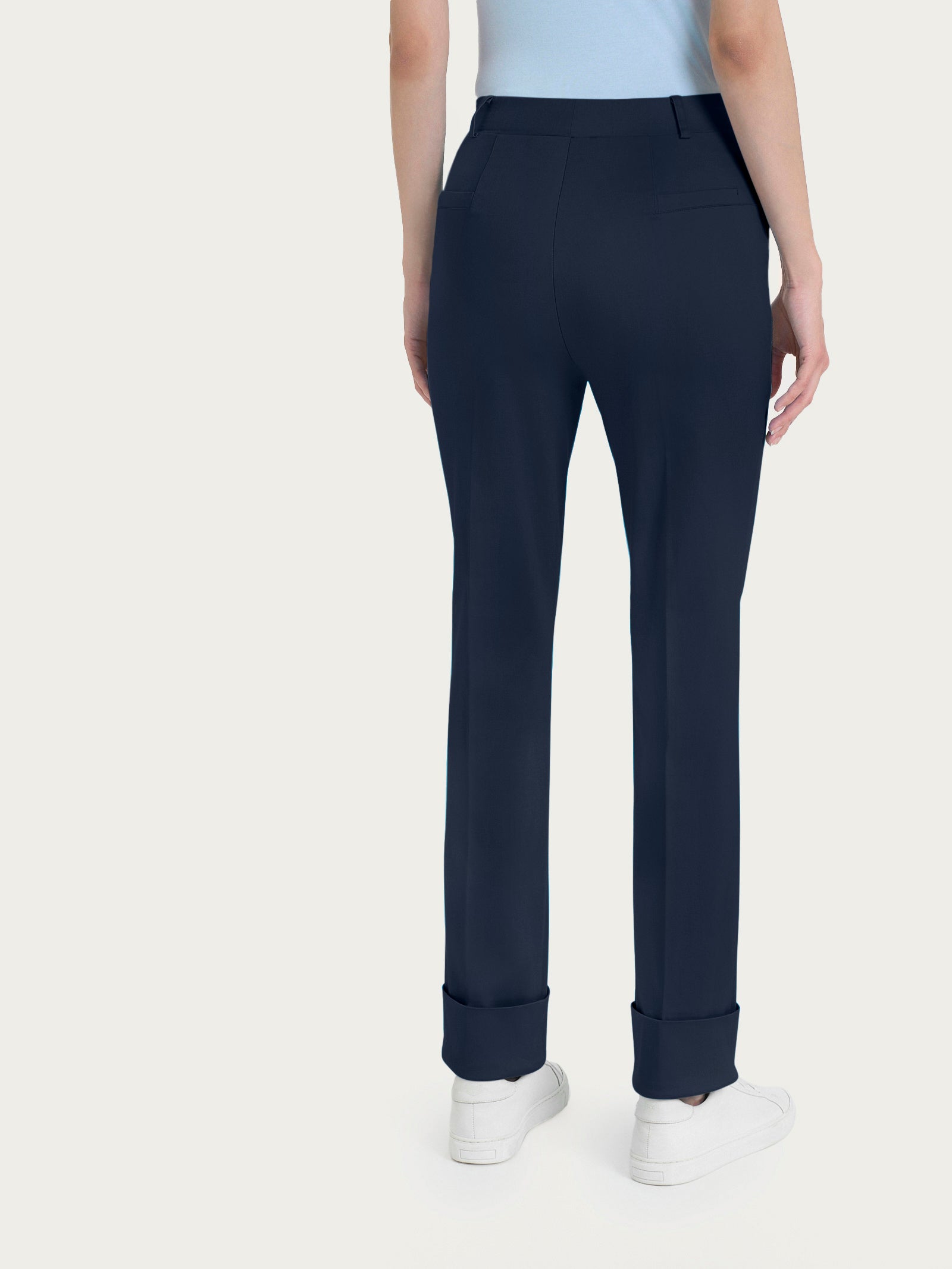 Ragno Satin Power The Straight Leg pantalone Bleu cotone